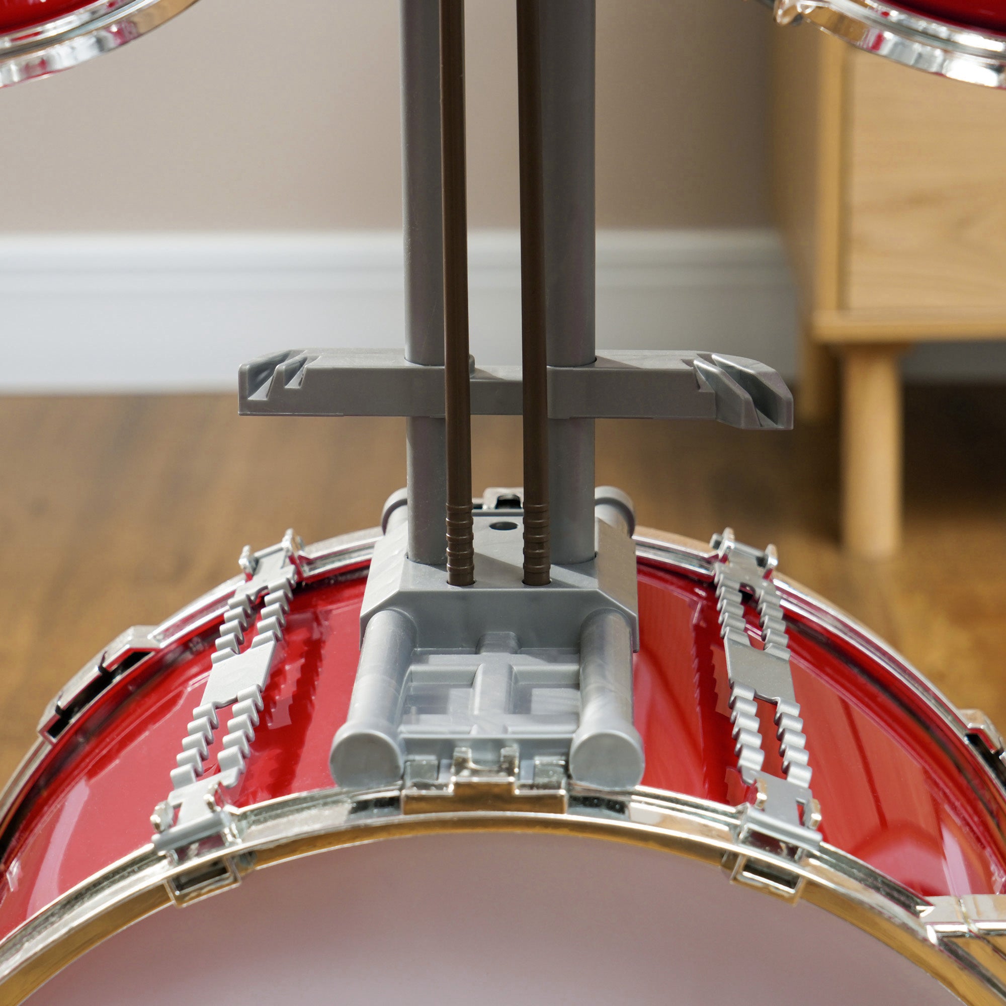 Bateria Infantil com Banco Vermelho 68,5x37x84 cm para Crianças Acima de 3 Anos