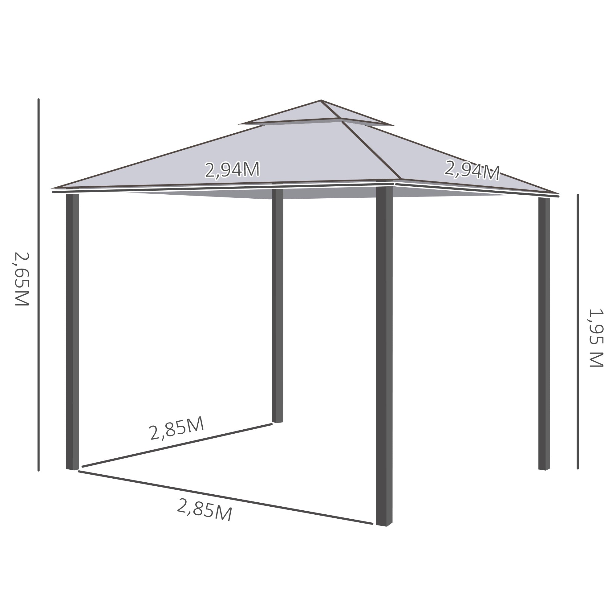 Pérgola de Jardim Cinza 294x294x265cm - Elegante e Funcional