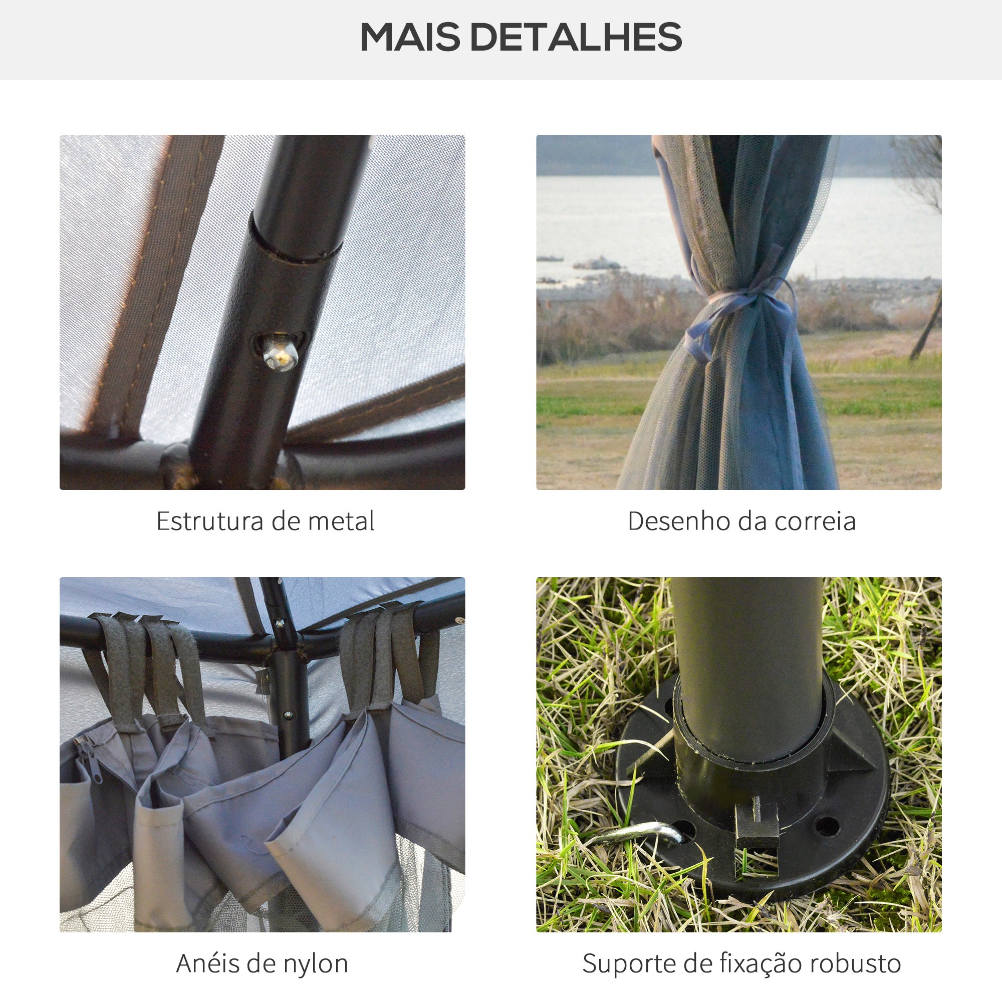 Pérgola de Jardim Cinza 294x294x265cm - Elegante e Funcional