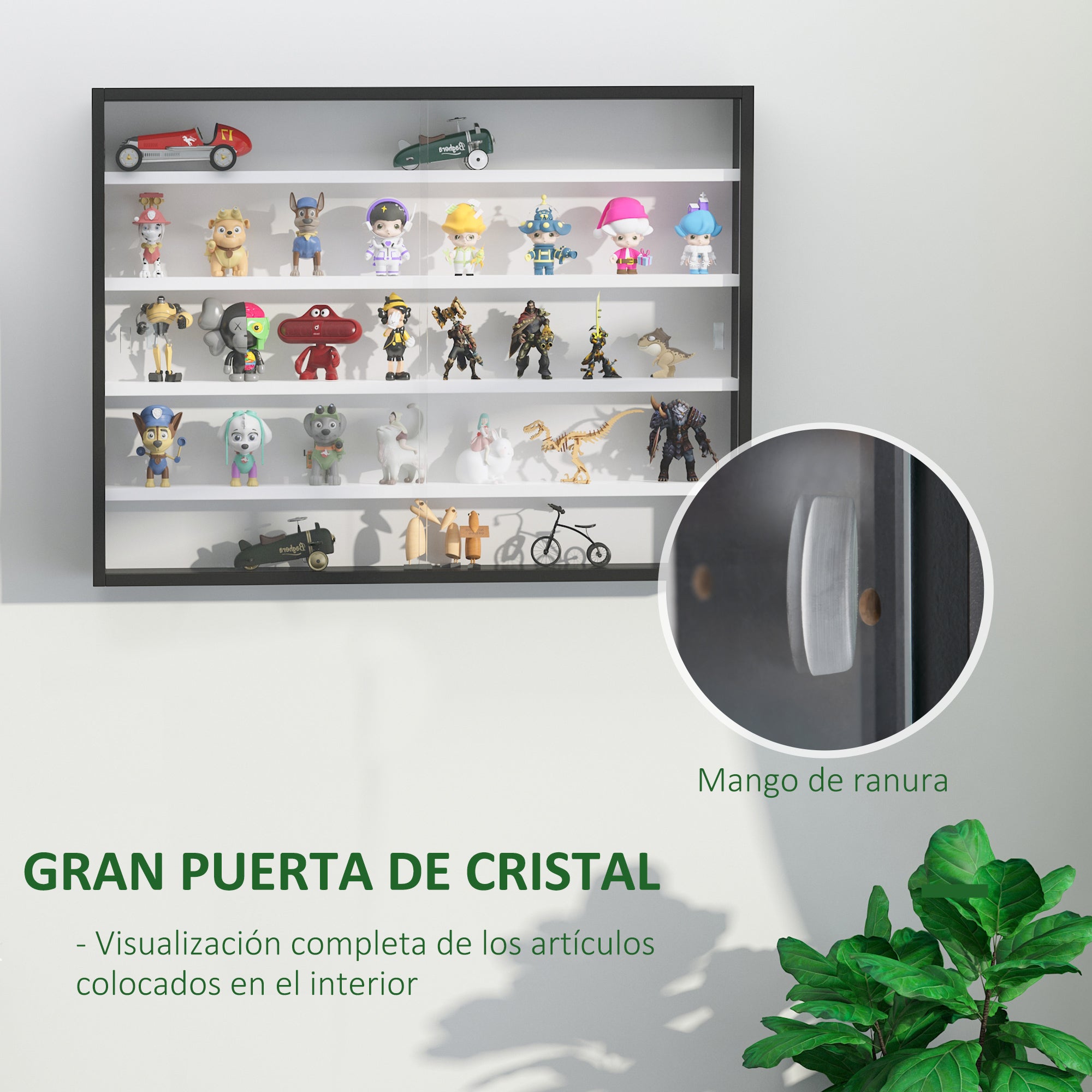 Vitrine de Parede com Prateleiras Ajustáveis 80x9.5x60cm Cor Preto