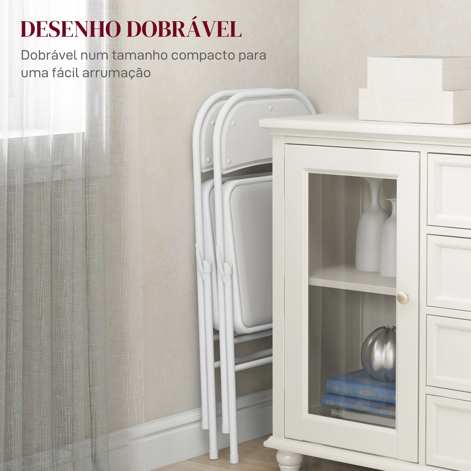 Conjunto de Cadeiras Dobráveis – 45x46x78 cm – Branco – Aço