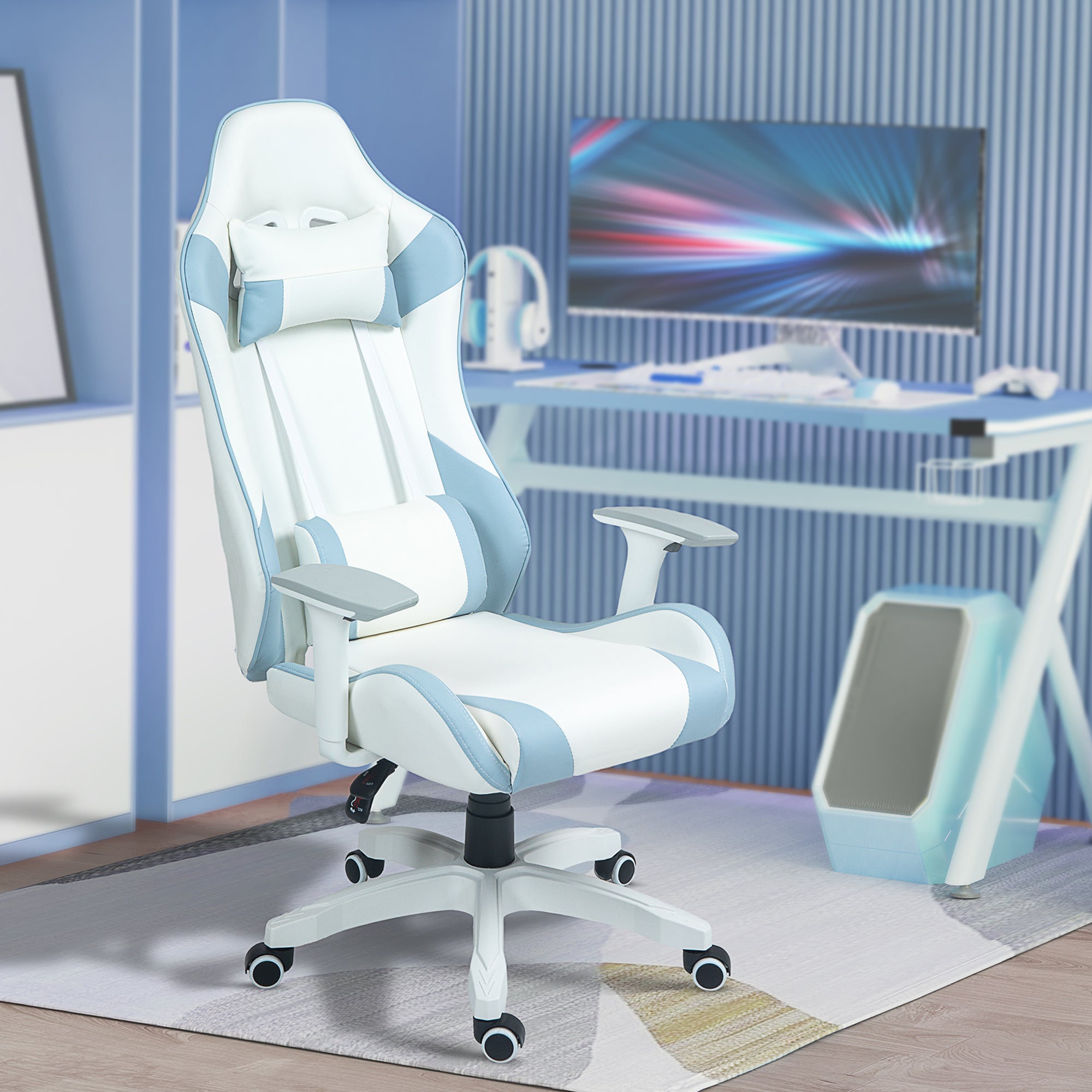 Cadeira Gaming Reclinável Azul Claro 67x60x120-128 cm