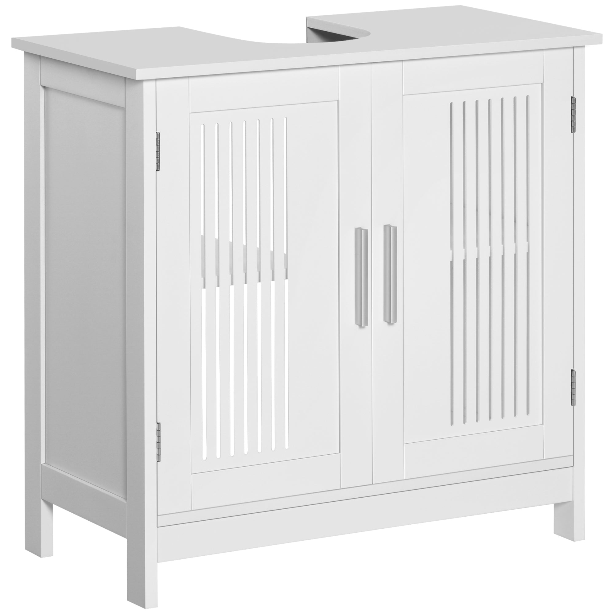Móvel para Lavatório Branco Moderno com 2 Portas e Prateleira Ajustável 60x30x60cm