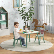 Conjunto de Mesa e Cadeiras para Crianças – 60x60x44 cm – Verde – MDF e Madeira de Pinho