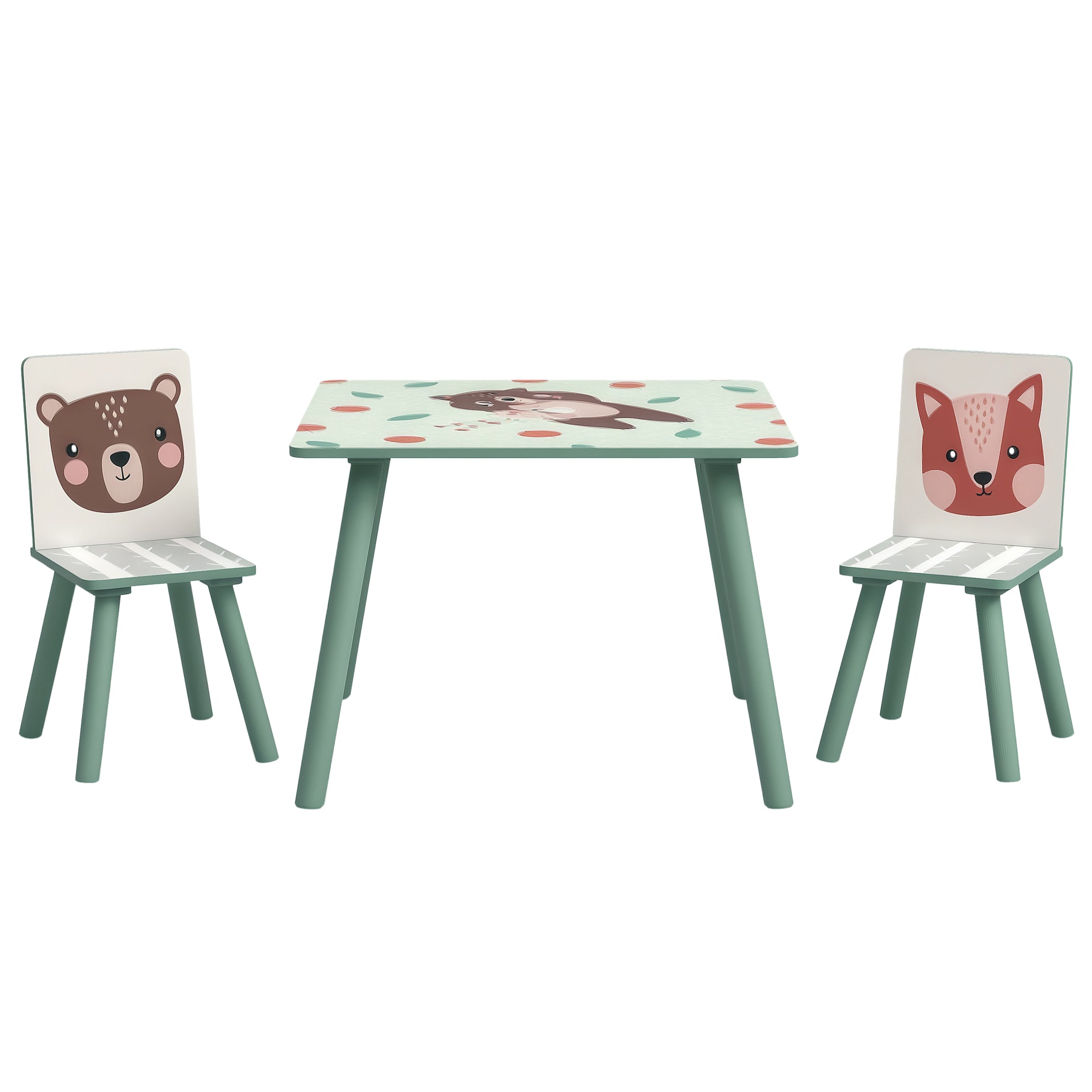 Conjunto de Mesa e Cadeiras para Crianças 60x60x44 cm - Verde