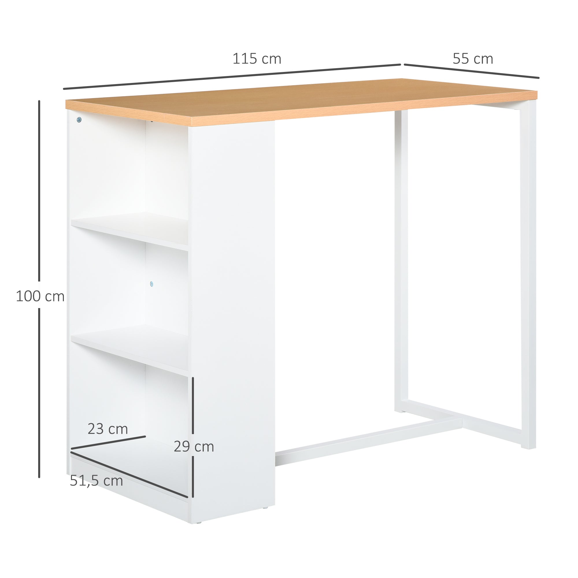 Mesa de Bar Bistrô 115x55x100 cm Branco e Cor de Madeira
