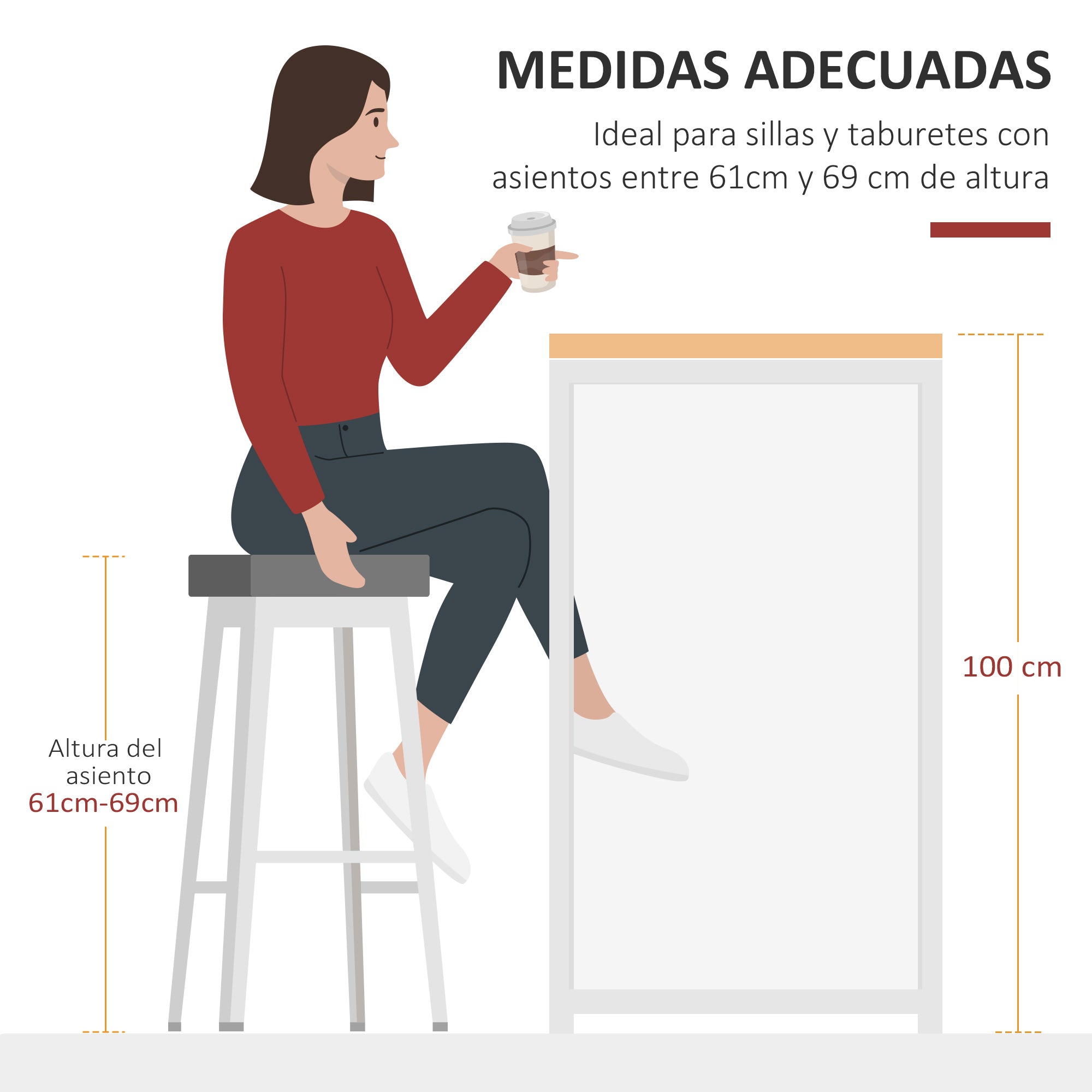 Mesa de Bar Bistrô 115x55x100 cm Branco e Cor de Madeira