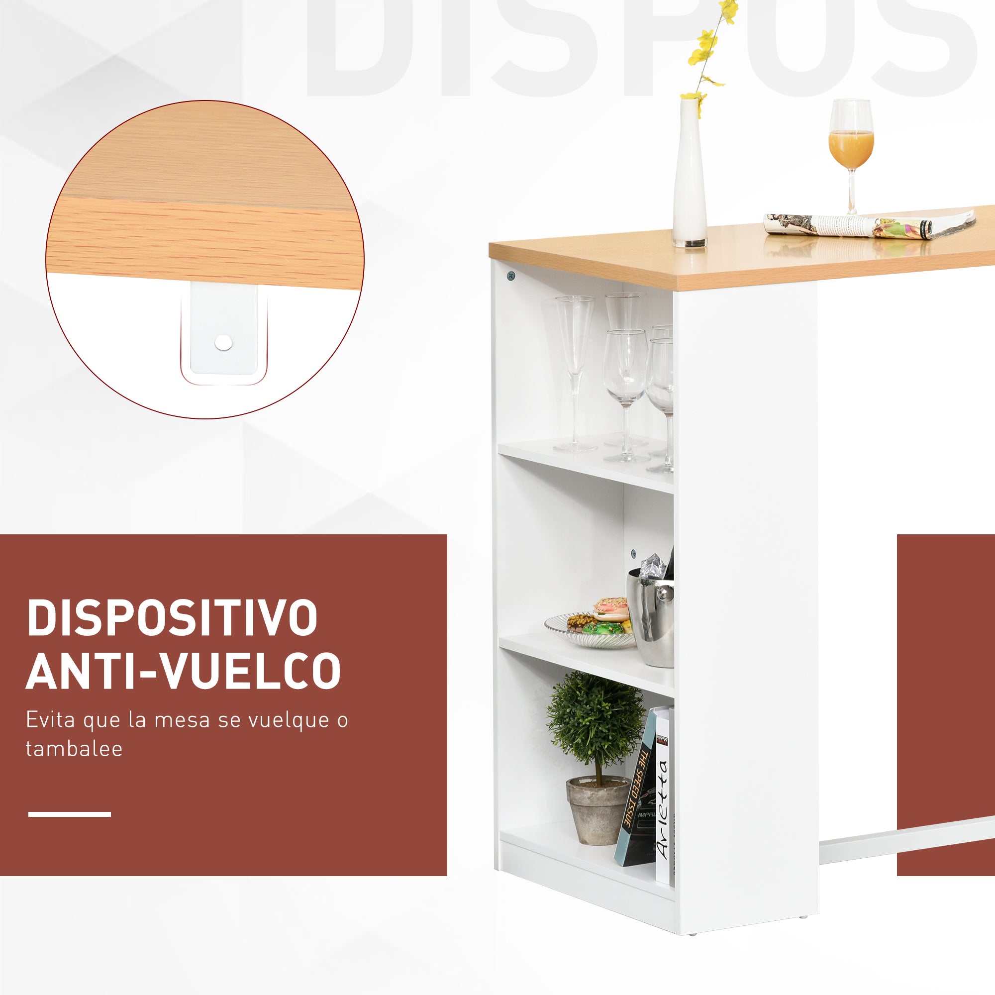 Mesa de Bar Bistrô 115x55x100 cm Branco e Cor de Madeira