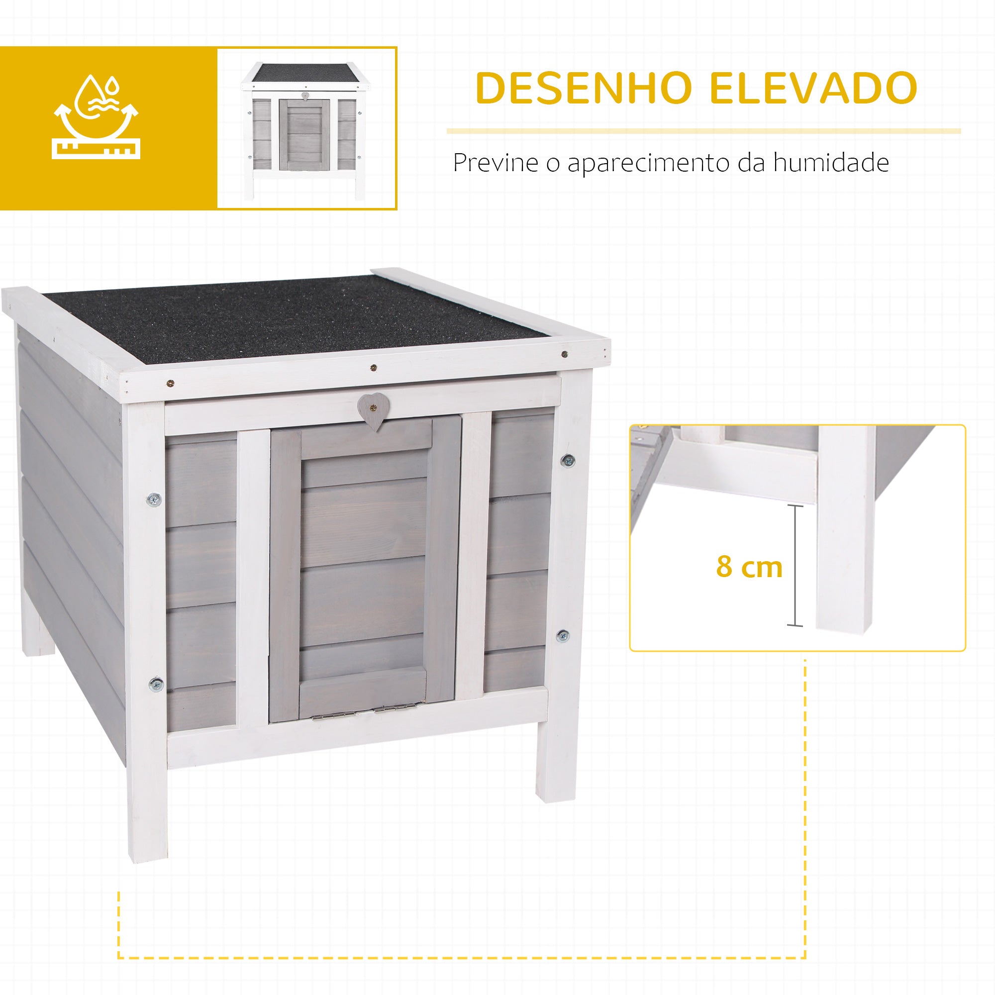 Coelheira de Madeira Exterior – 42x51x43 cm – Cinzento