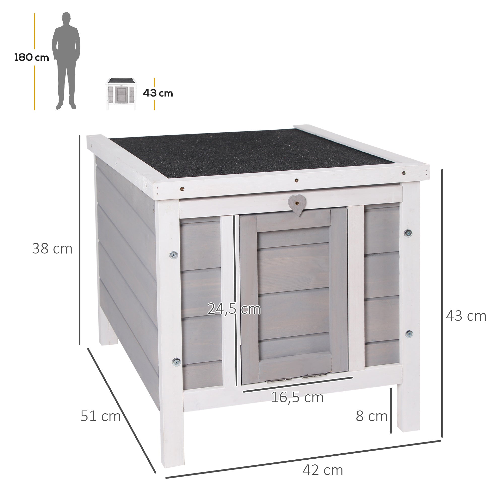 Coelheira de Madeira Exterior – 42x51x43 cm – Cinzento