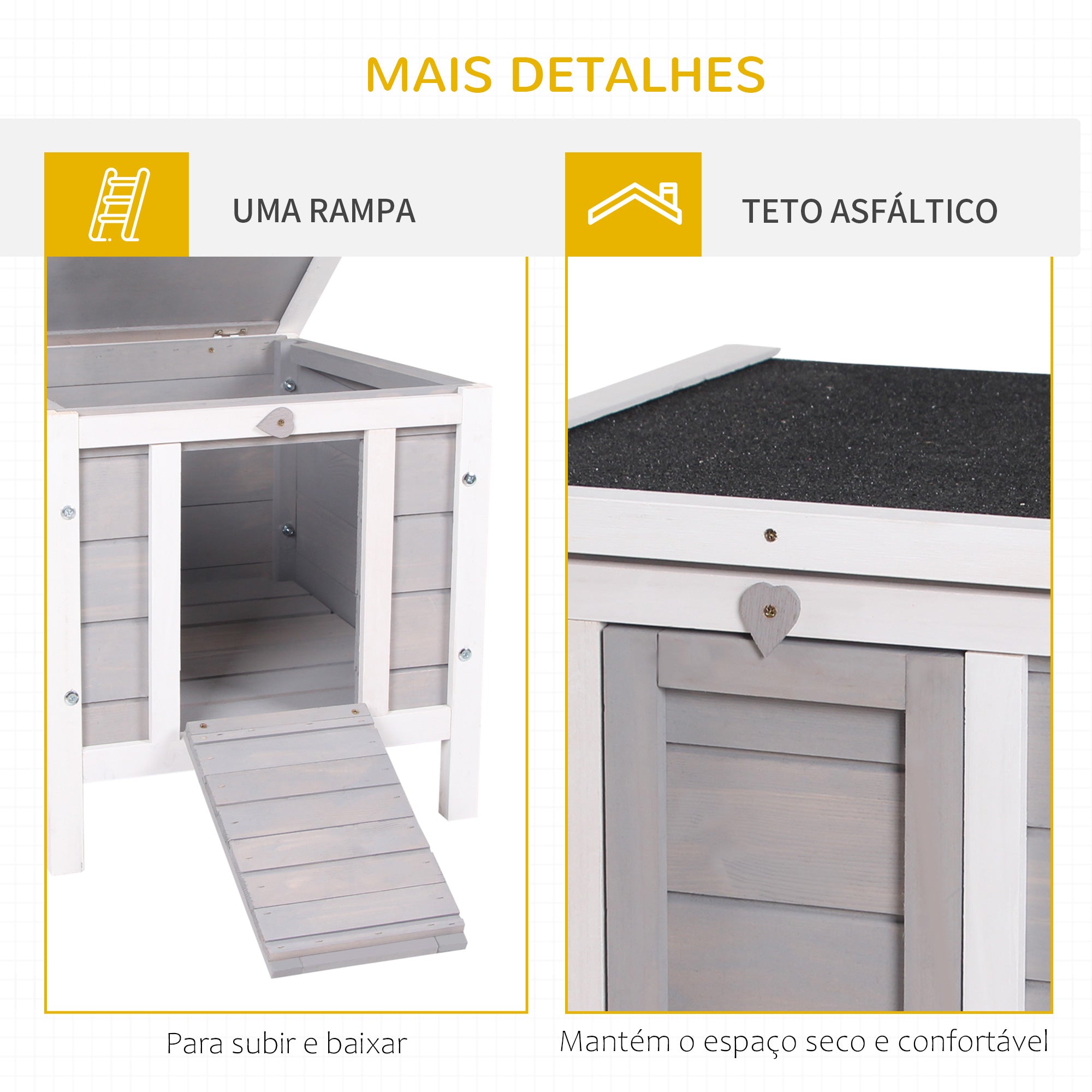 Coelheira de Madeira Exterior – 42x51x43 cm – Cinzento