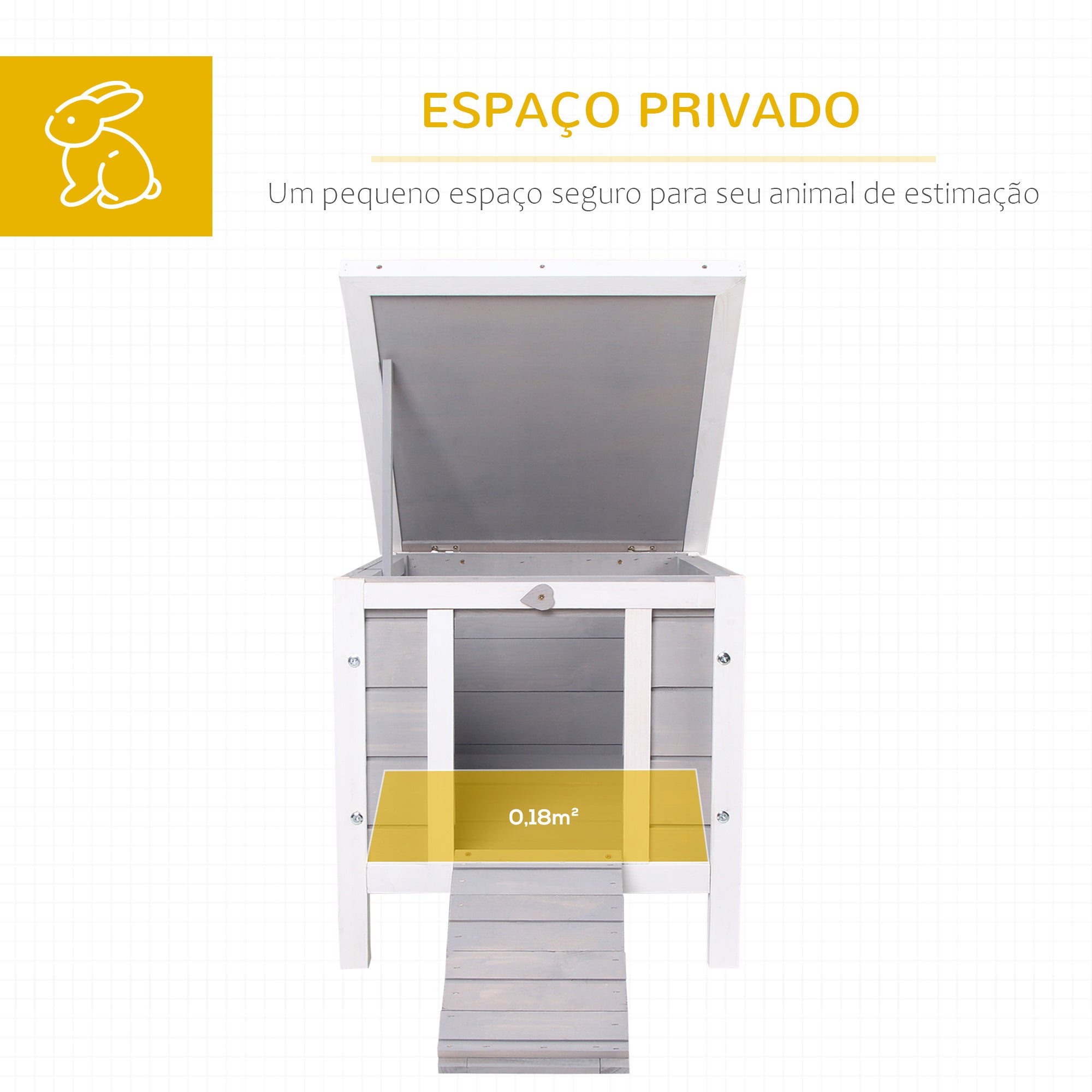 Coelheira de Madeira Exterior – 42x51x43 cm – Cinzento