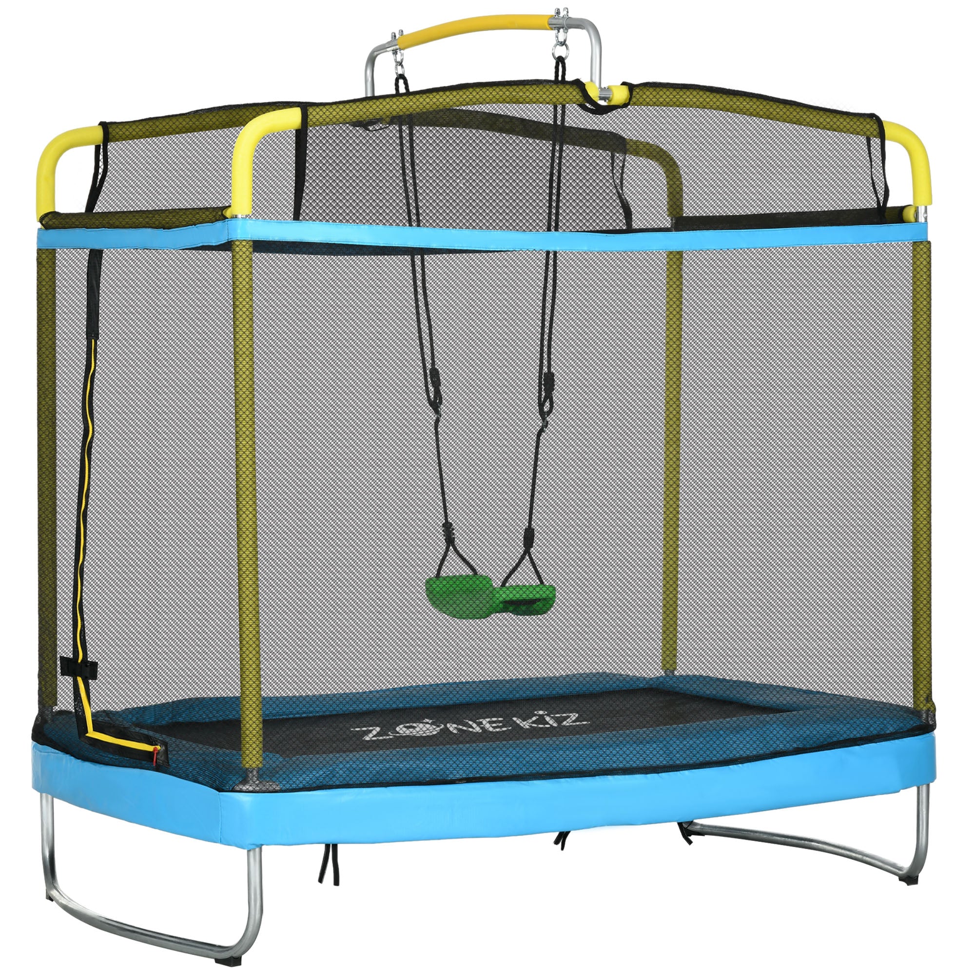 Trampolim para Crianças 3 em 1 Azul Claro 178x118x210 cm