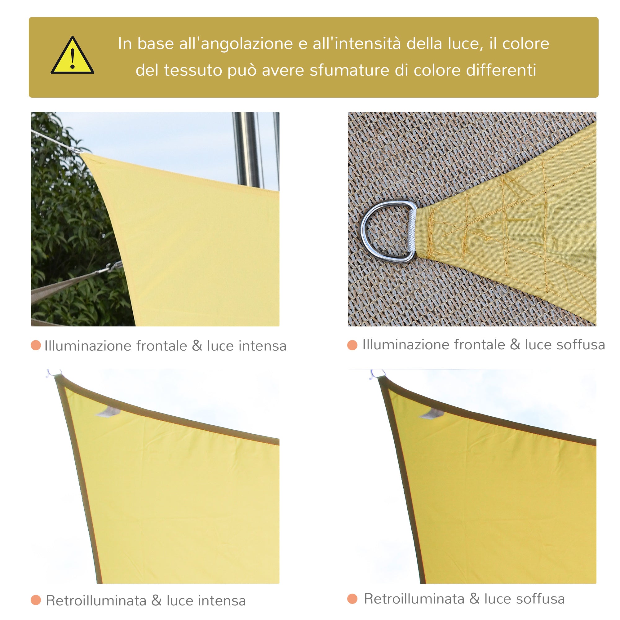 Toldo Vela de Sombra Retangular 400x600 cm Cor de Areia