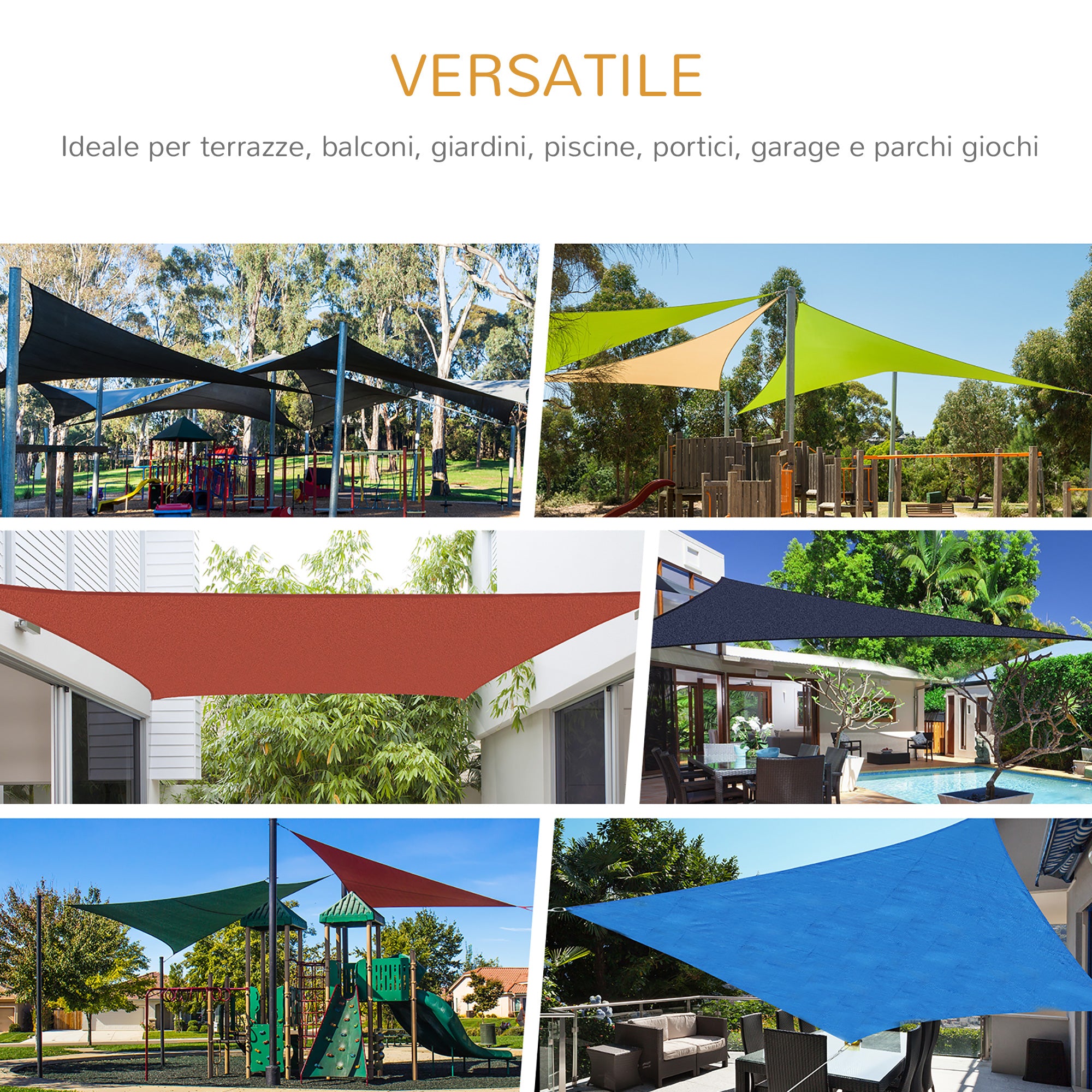 Toldo Vela de Sombra Retangular 400x600 cm Cor de Areia