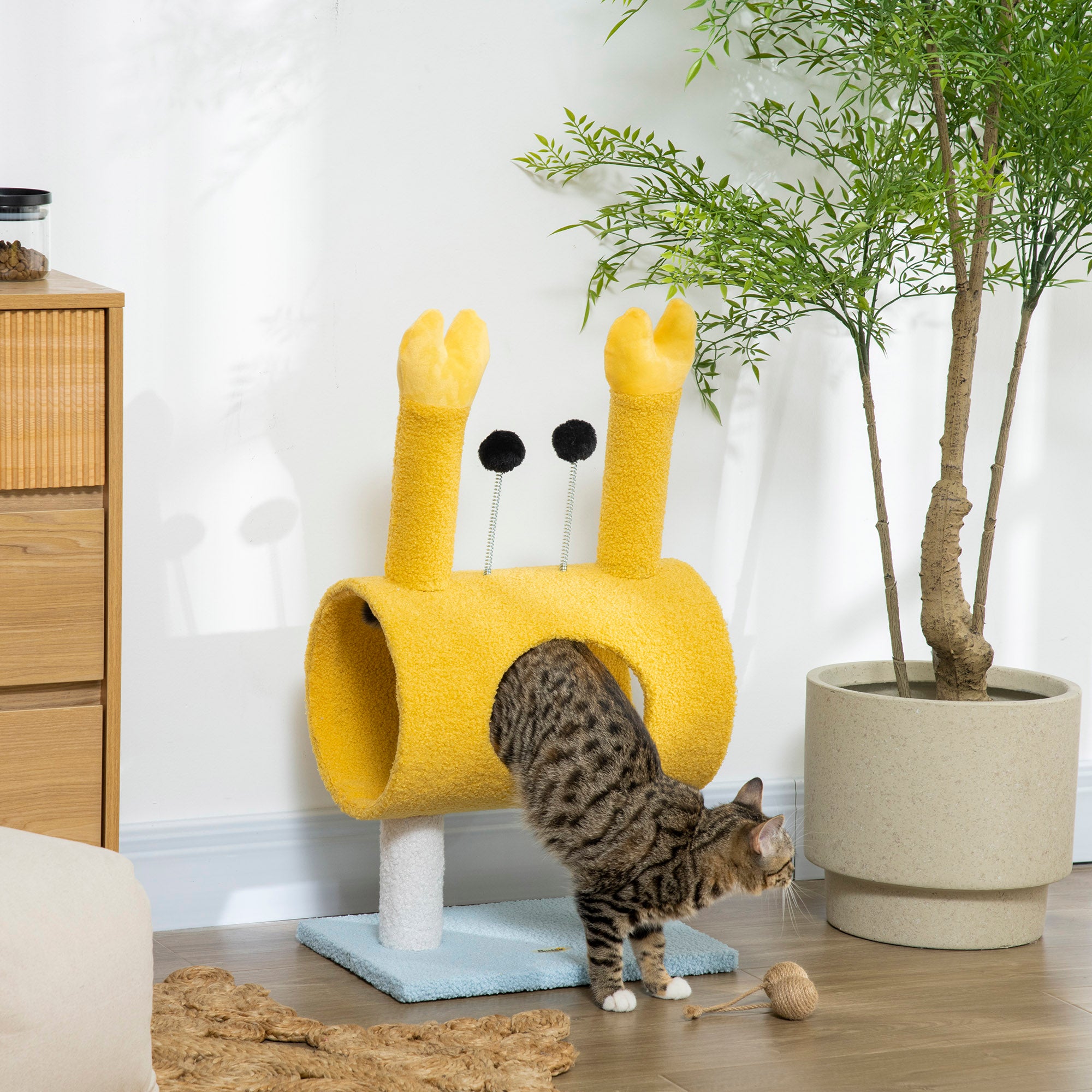Arranhador para Gatos em Forma de Caranguejo Amarelo 40x29x72cm
