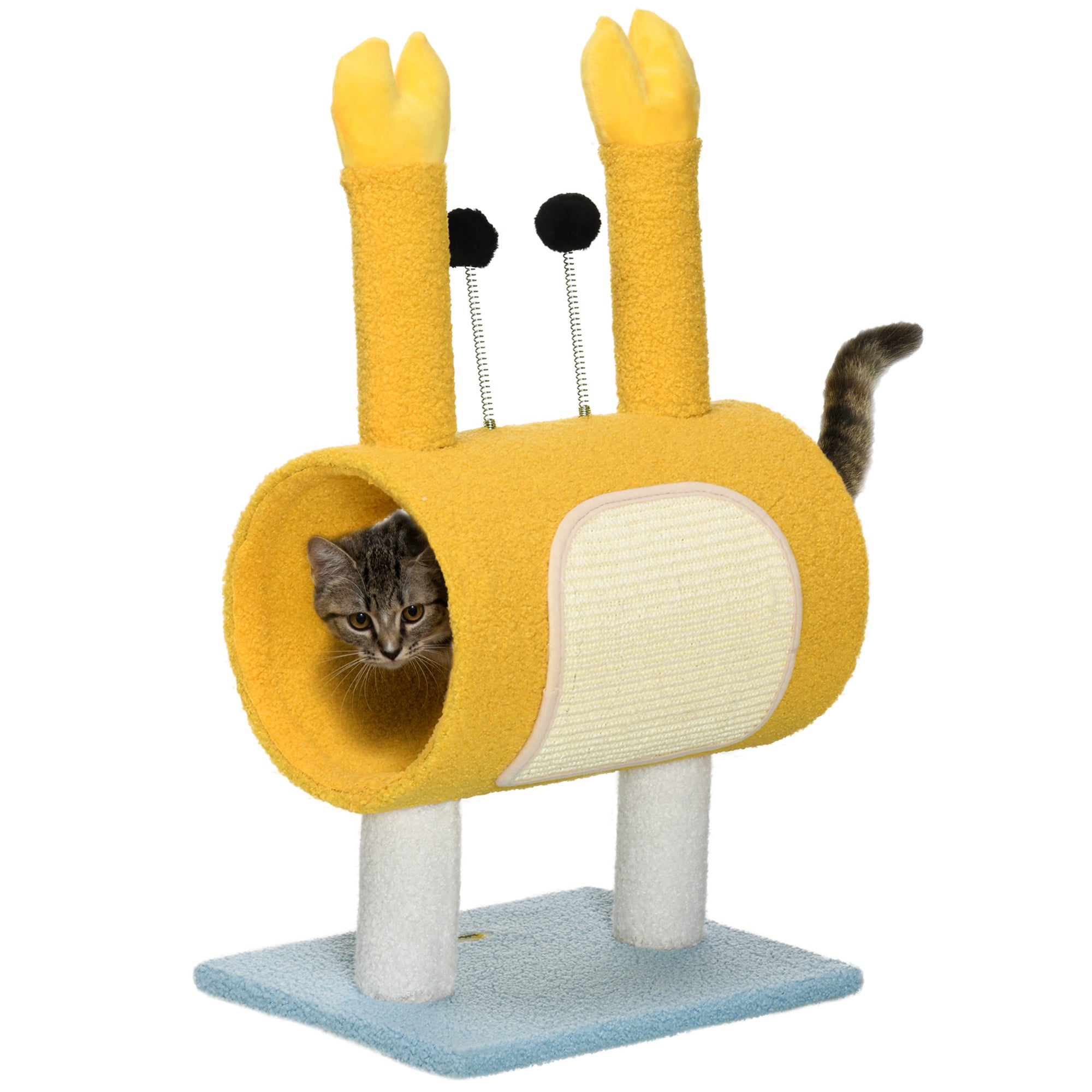 Arranhador para Gatos em Forma de Caranguejo Amarelo 40x29x72cm