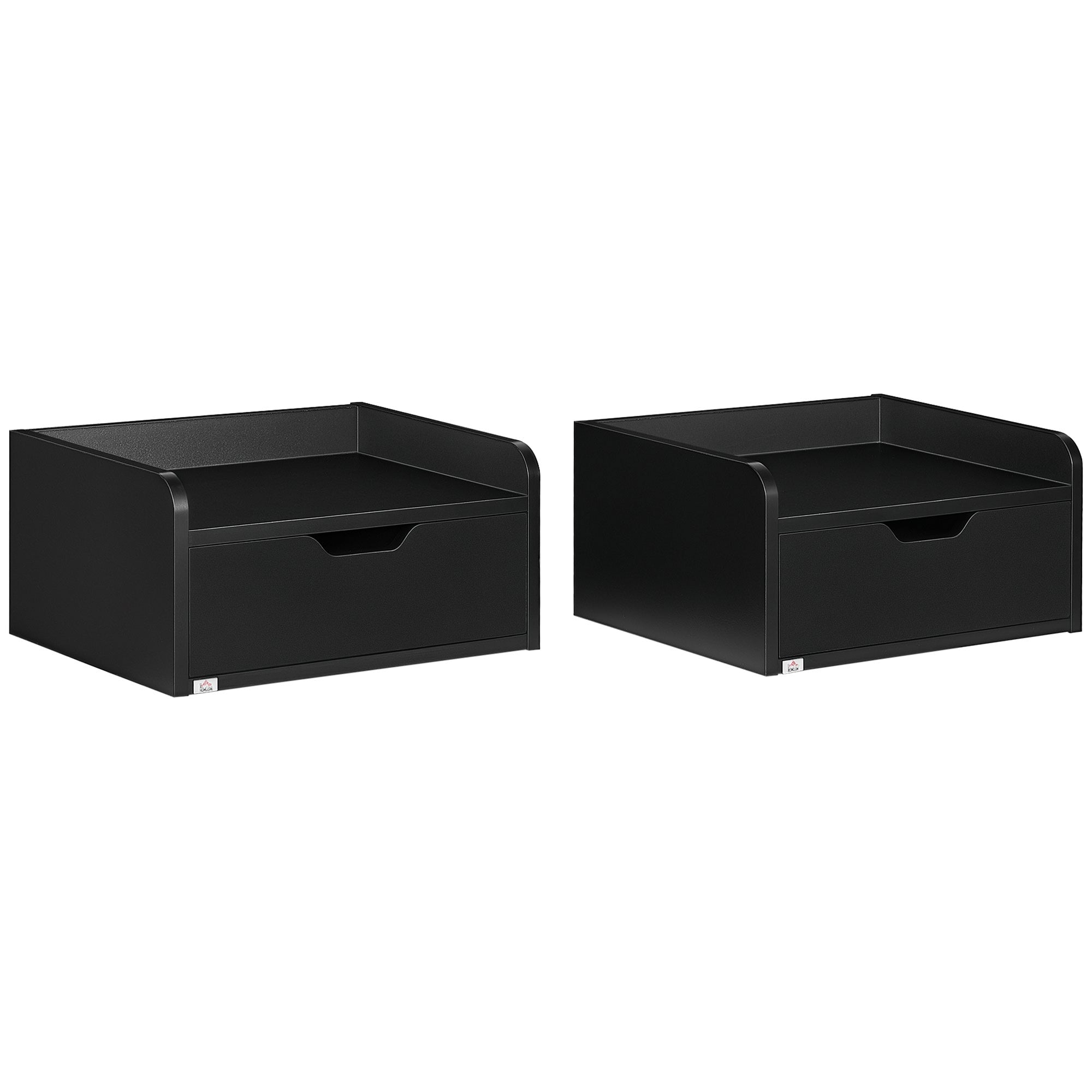 Mesas de Cabeceira Flutuantes 40x30x19,5 cm - Cor Preto