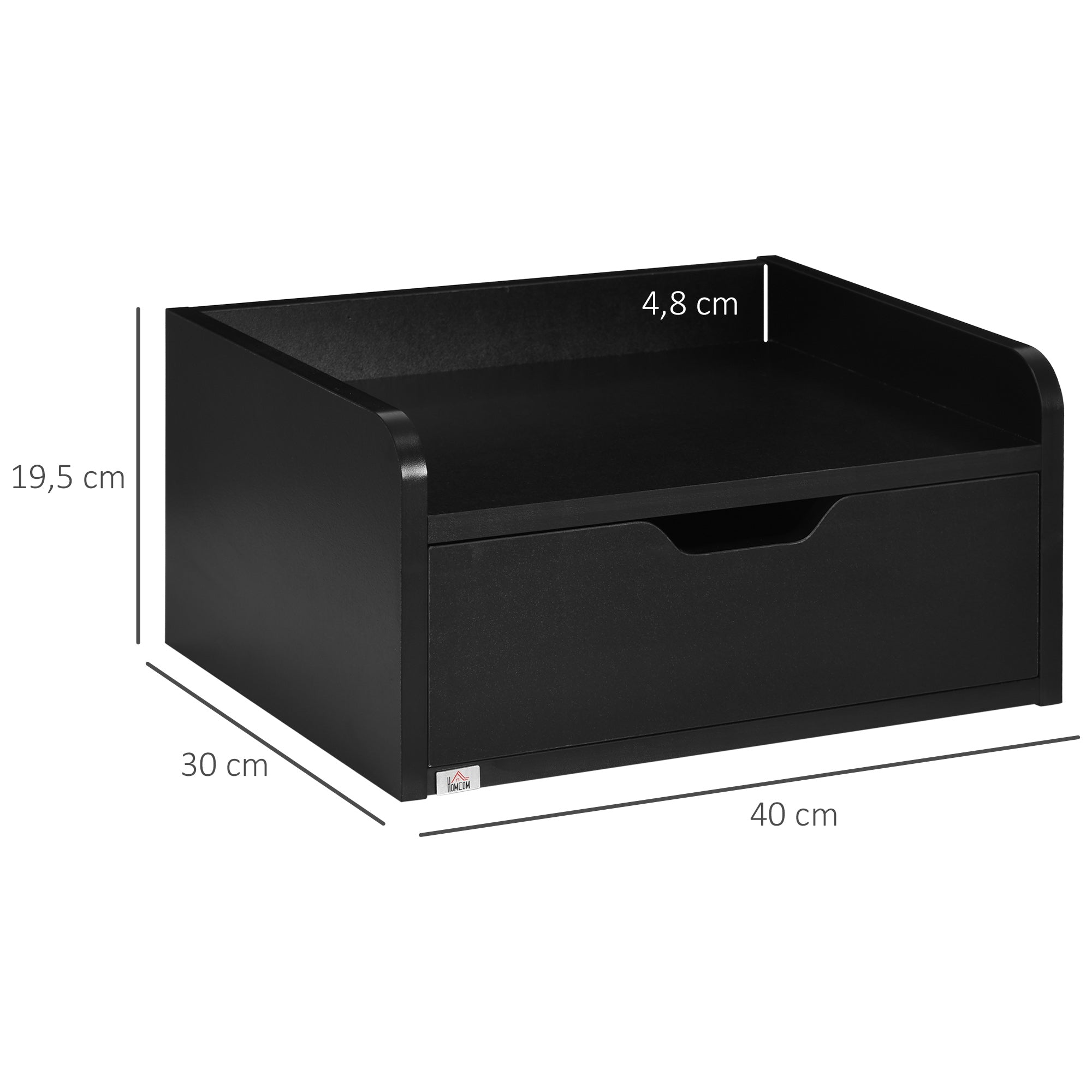 Mesas de Cabeceira Flutuantes 40x30x19,5 cm - Cor Preto