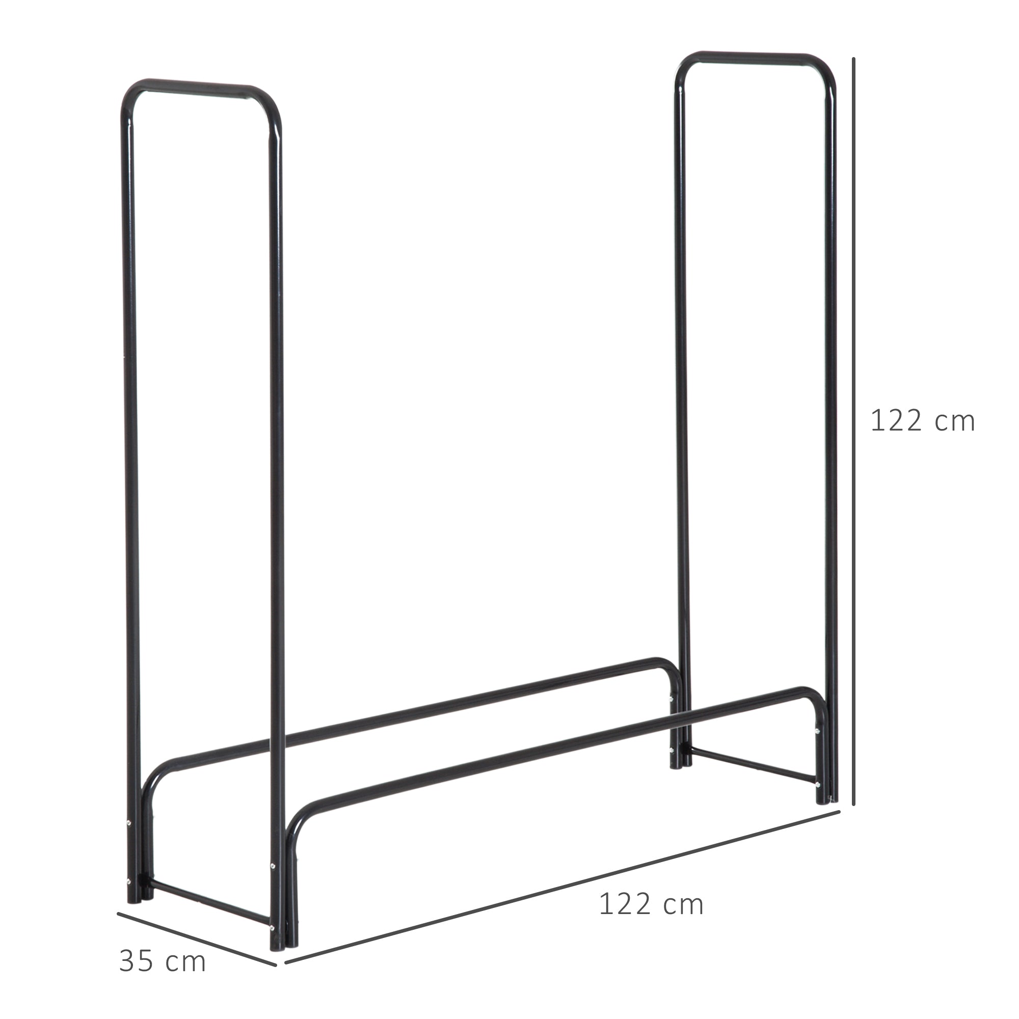 Suporte para Lenhas 122x35x122 cm Cor Preto