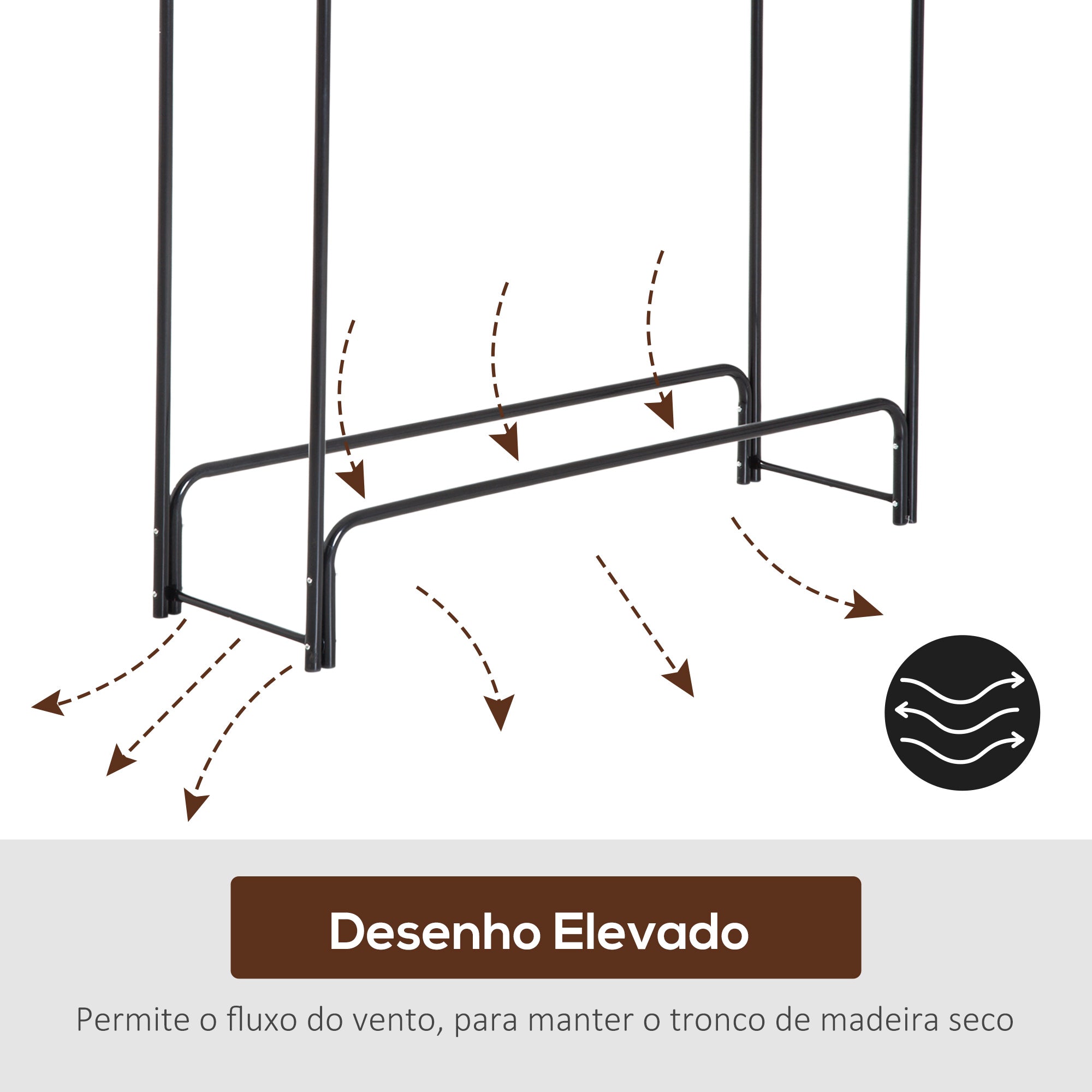 Suporte para Lenhas 122x35x122 cm Cor Preto