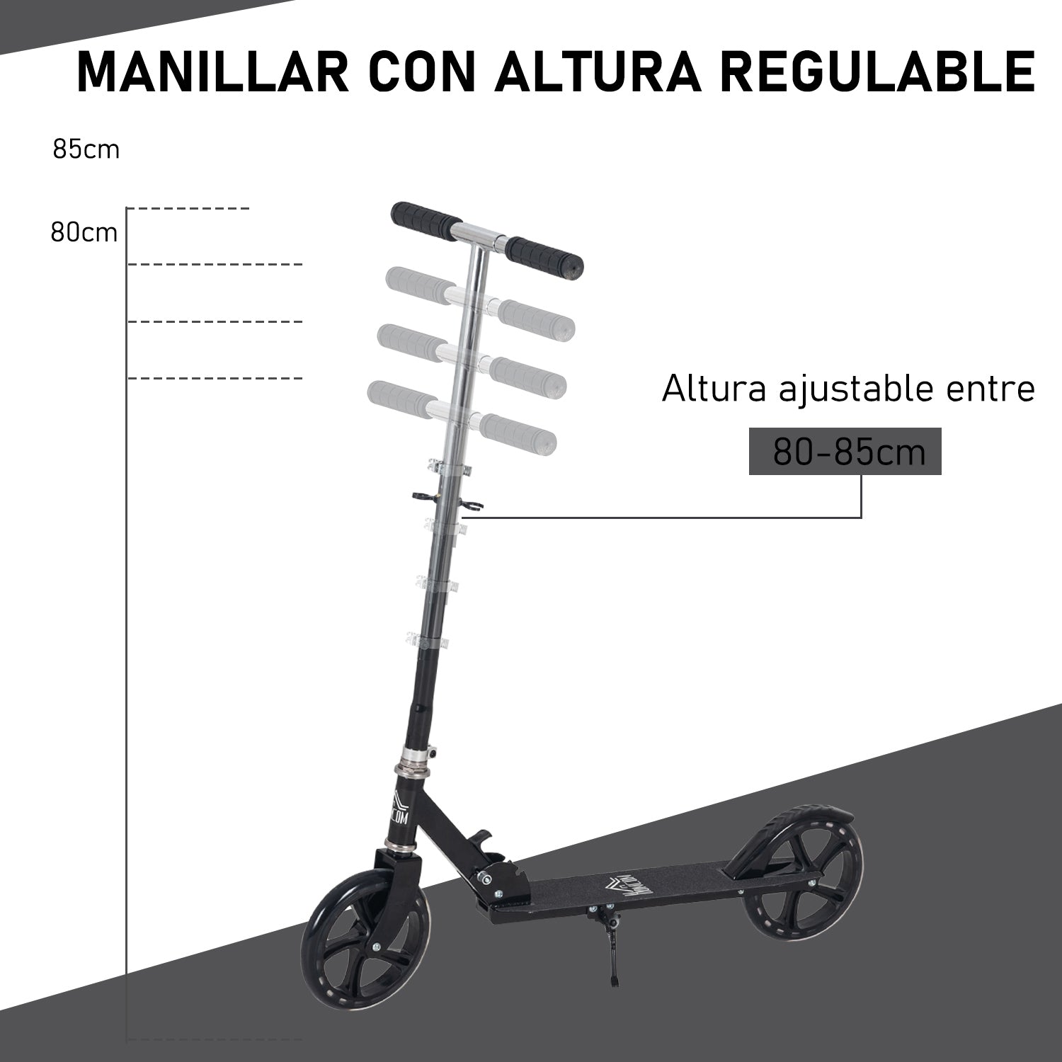 Trotinete Infantil Dobrável 88x37x75-100cm Preto
