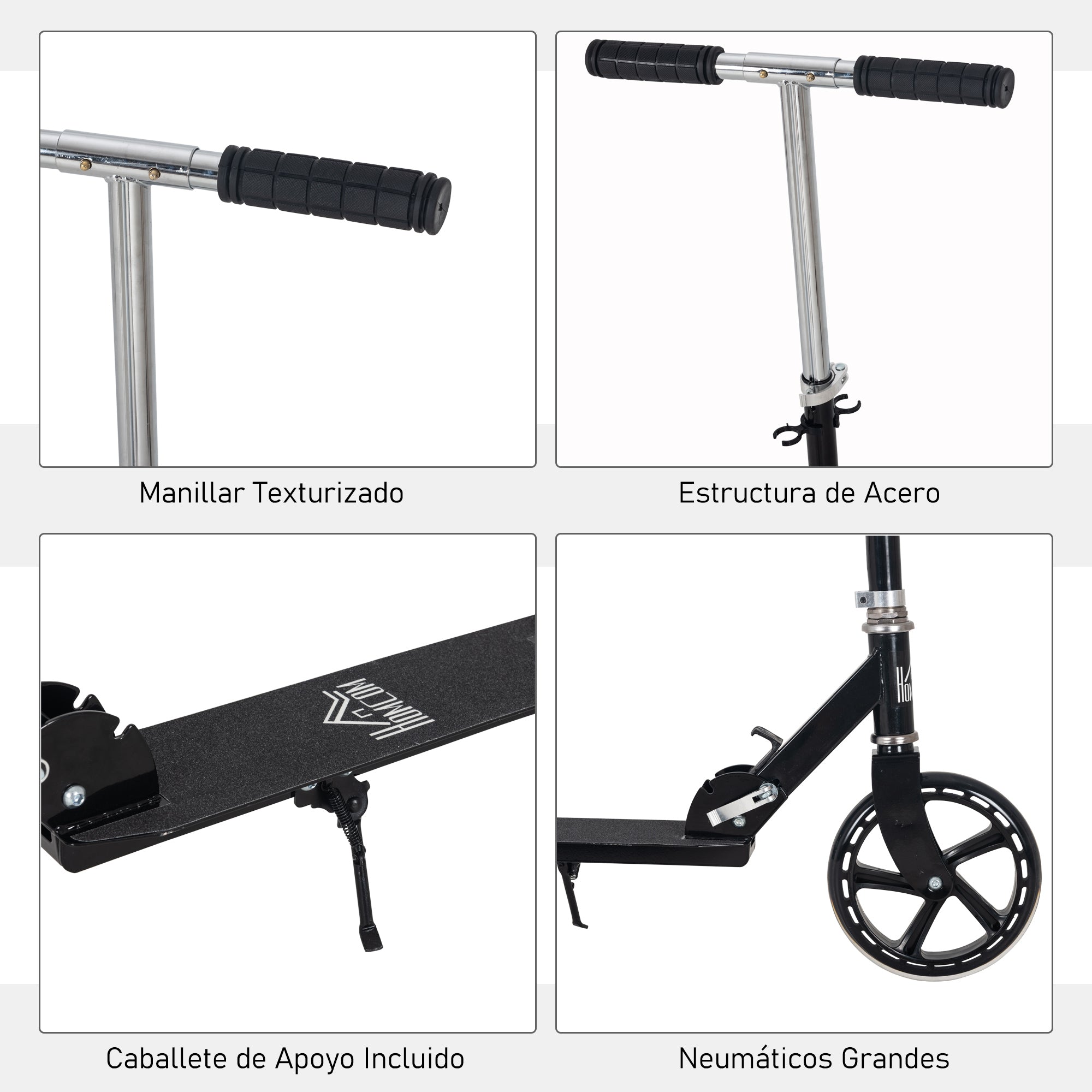 Trotinete Infantil Dobrável 88x37x75-100cm Preto