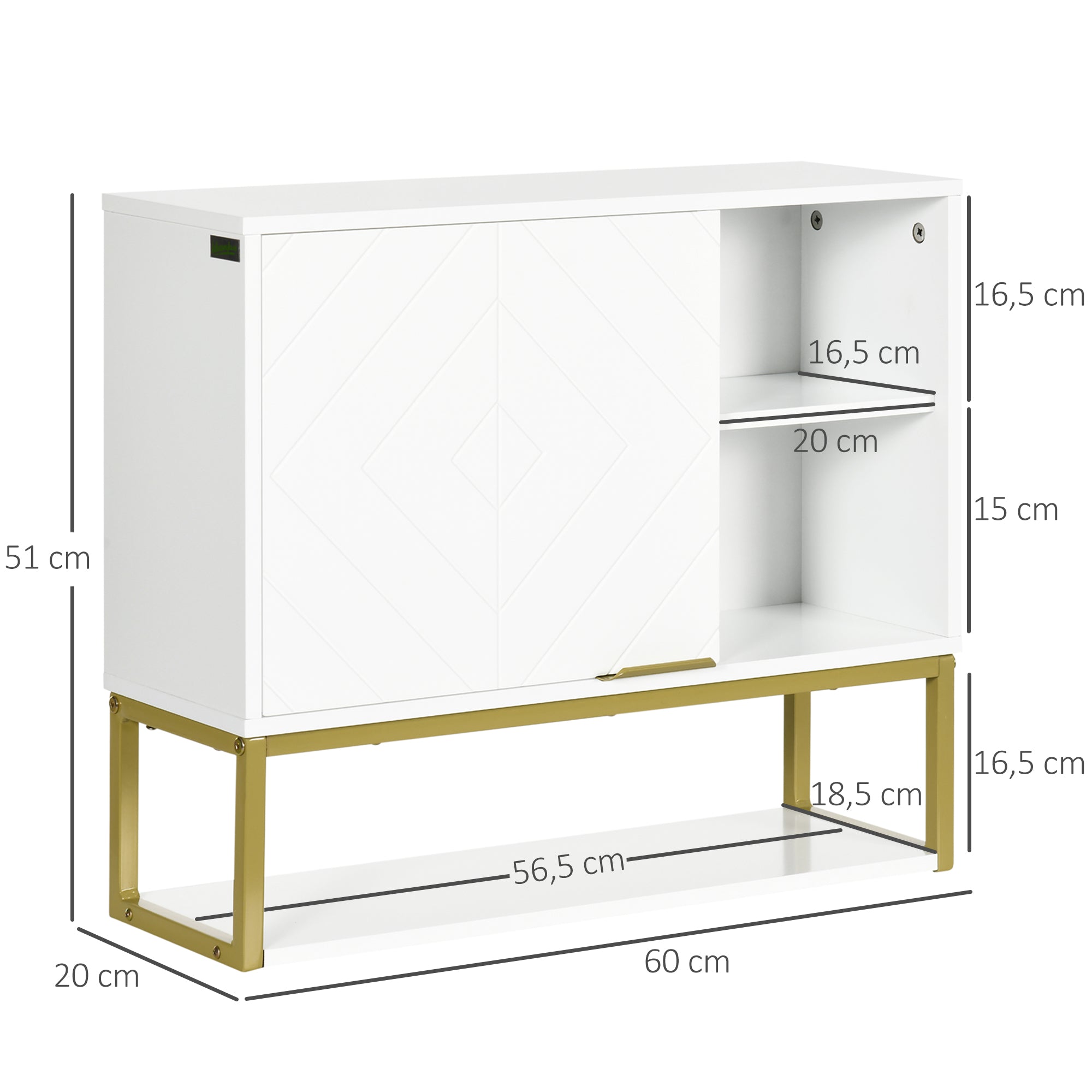 Armário de Parede para Casa de Banho 60x20x51 cm - Branco