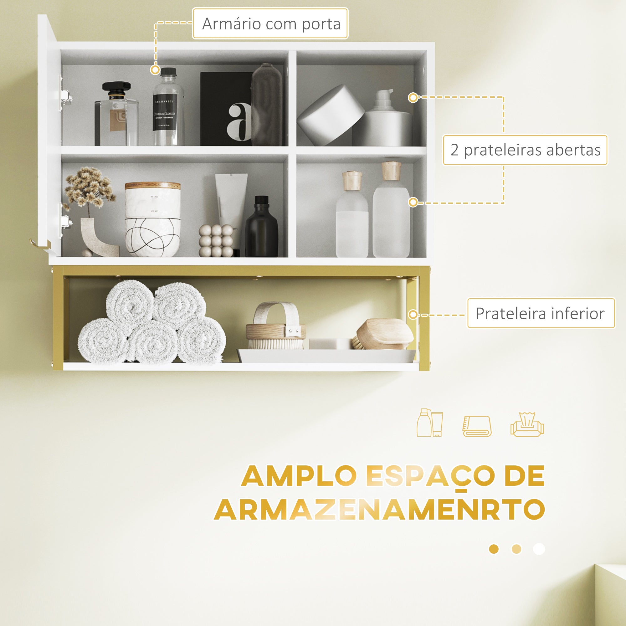 Armário de Parede para Casa de Banho 60x20x51 cm - Branco