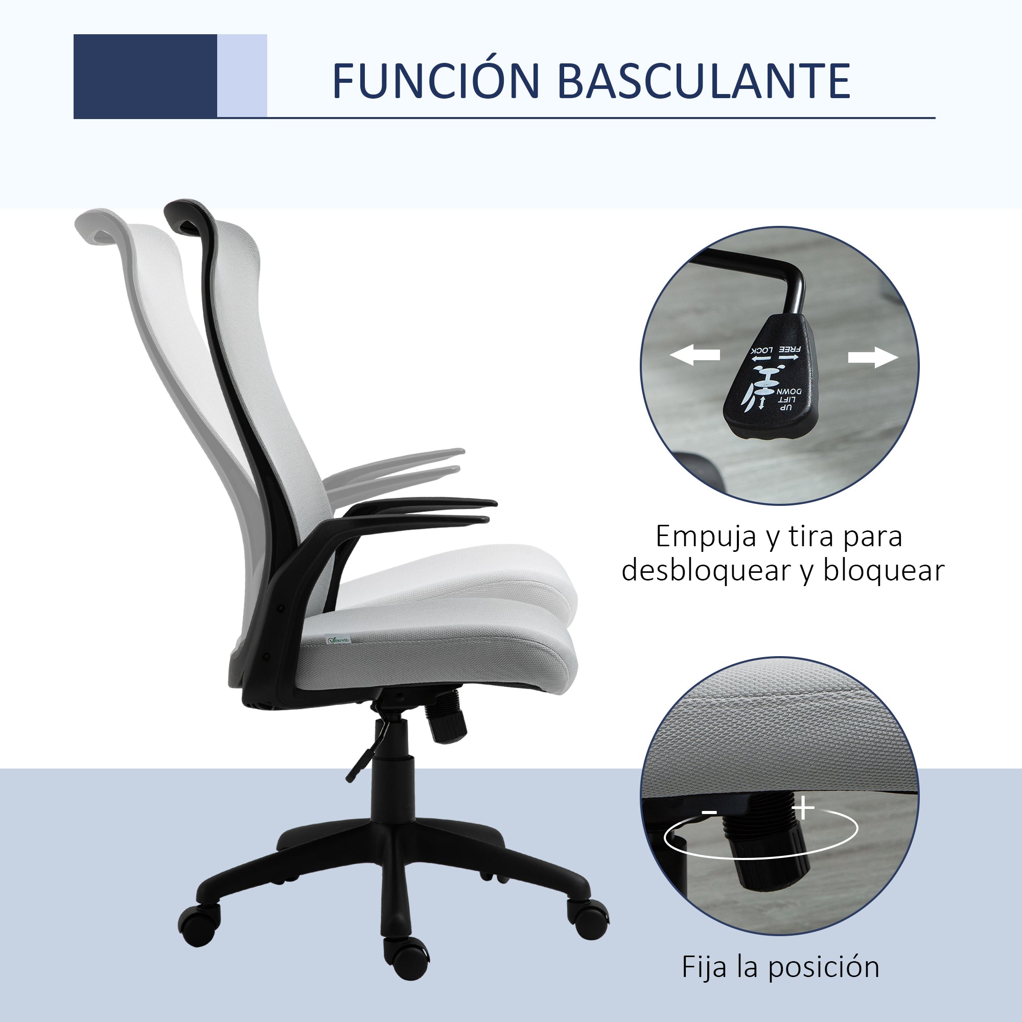 Cadeira de Escritório Ergonômica Cinza 62x62x122cm