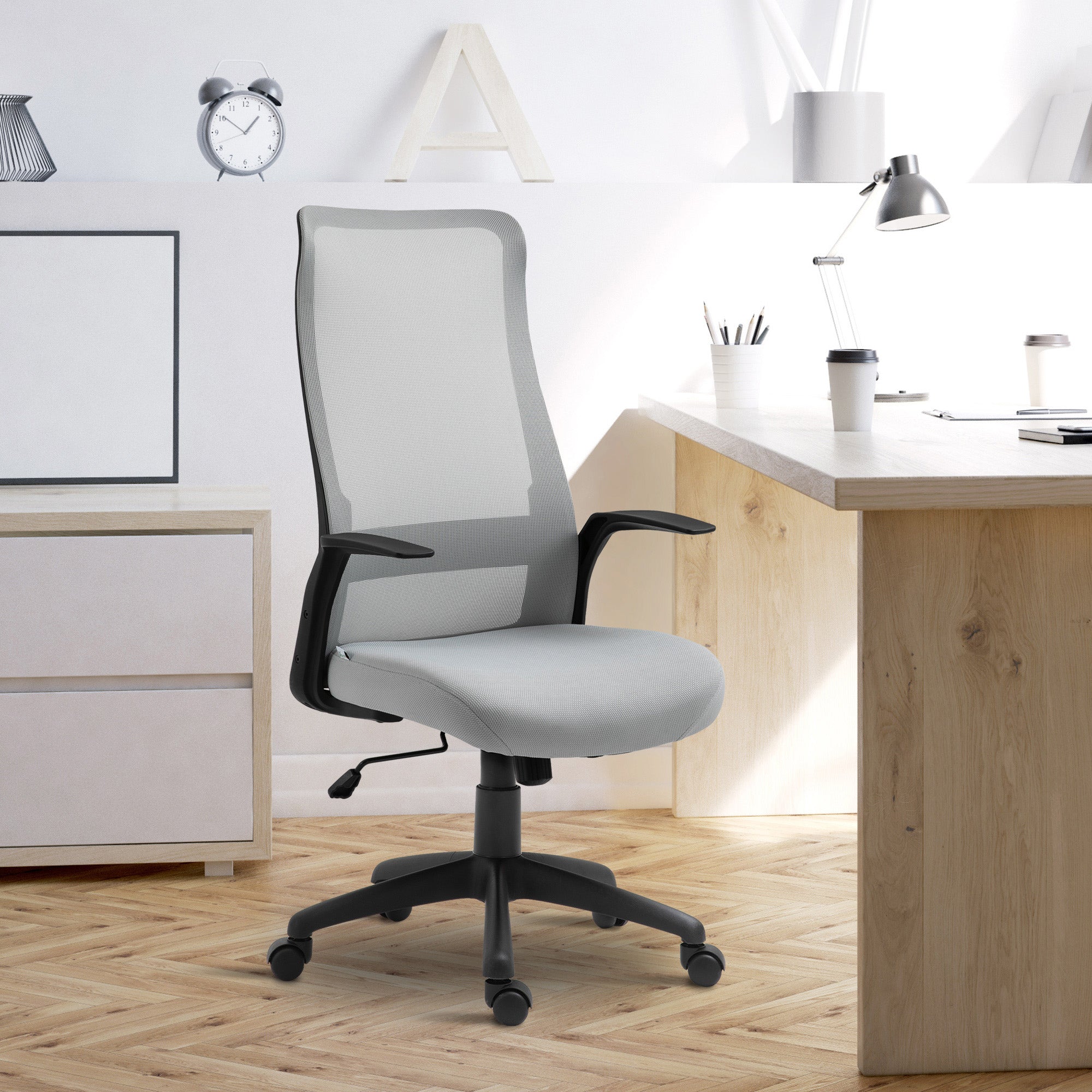 Cadeira de Escritório Ergonômica Cinza 62x62x122cm