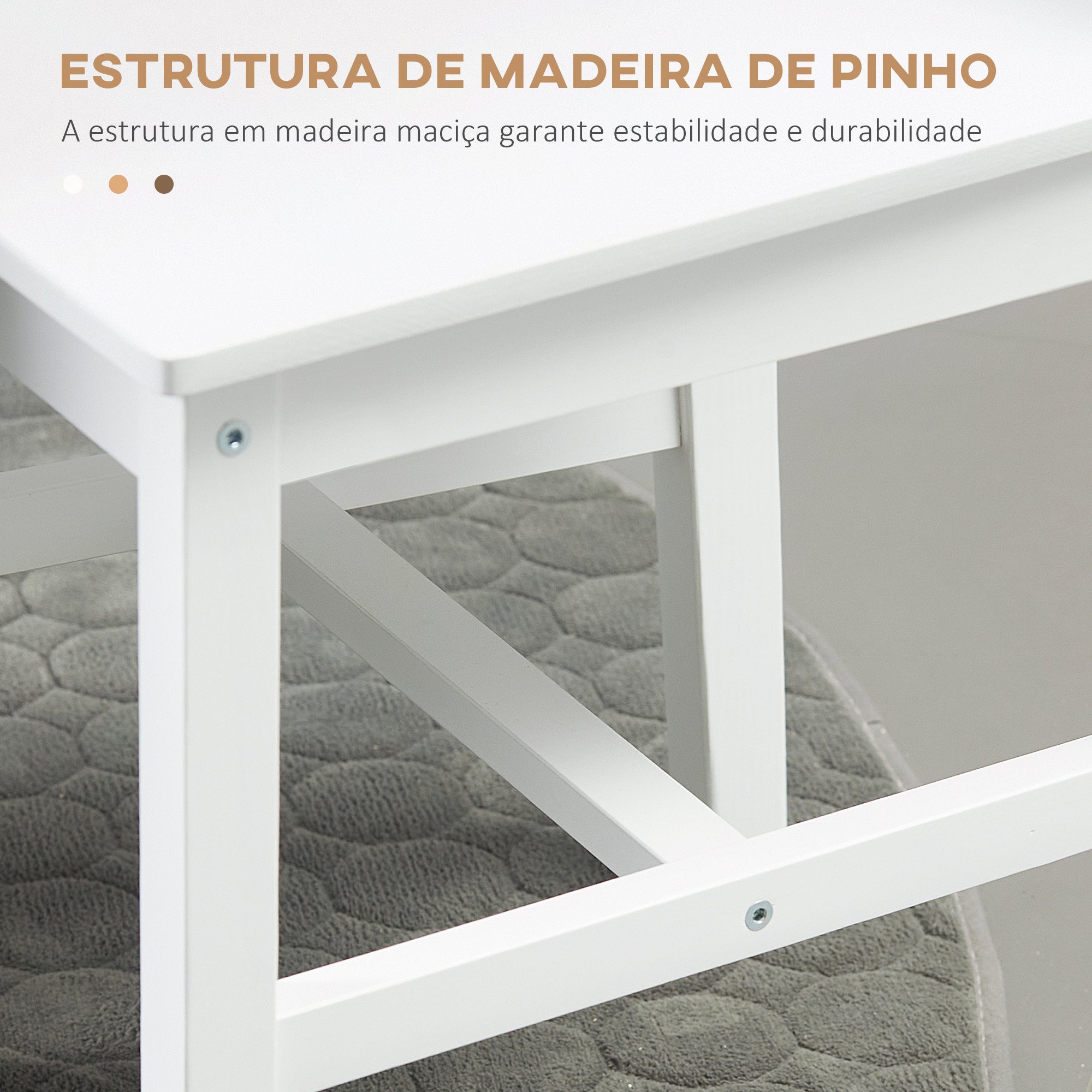 Conjunto de 2 Cadeiras de Sala de Jantar – 41x46,5x85,5 cm – Brancas – Madeira de Pinho