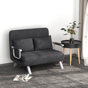 Sofá Cama de 2 Lugares Cinzento 111x80x78 cm - Encosto Ajustável em 5 Níveis