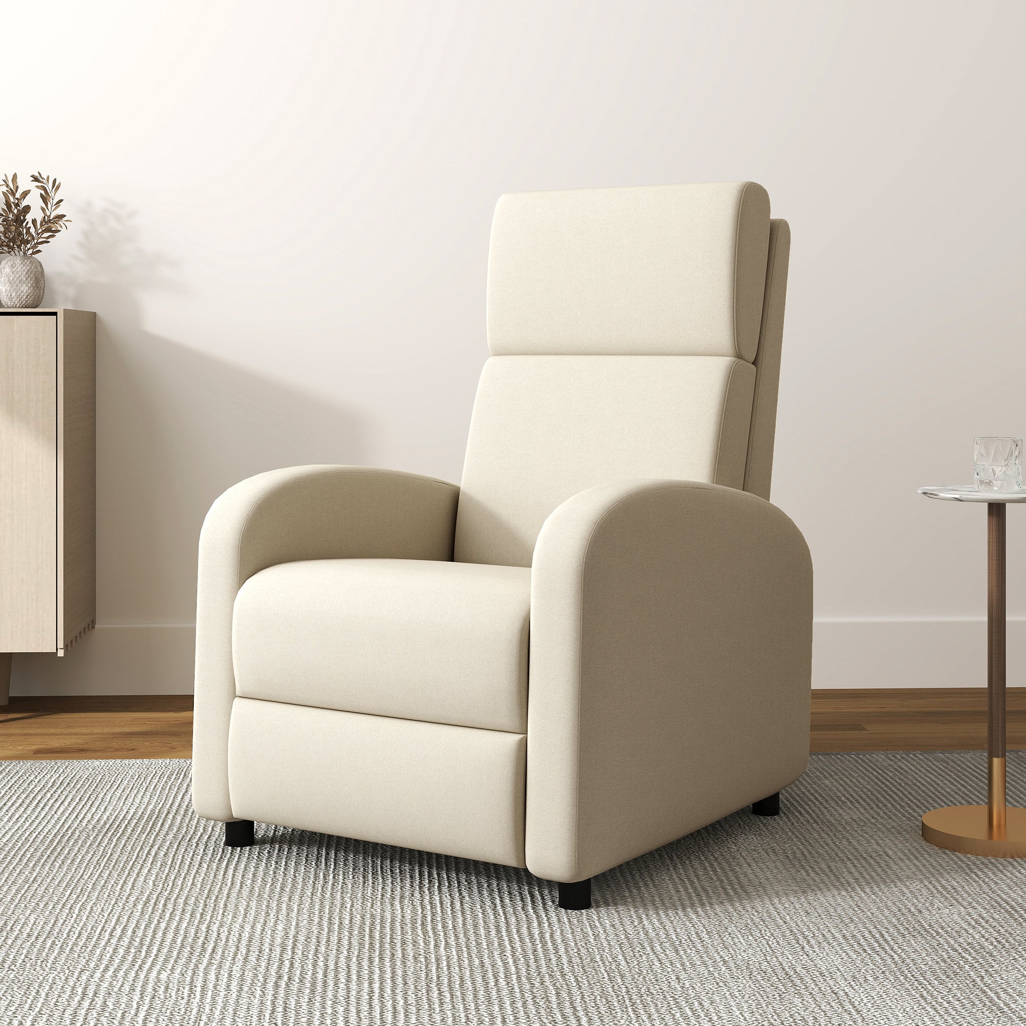 Poltrona Relax Reclinável 160° Bege 64x86x102 cm