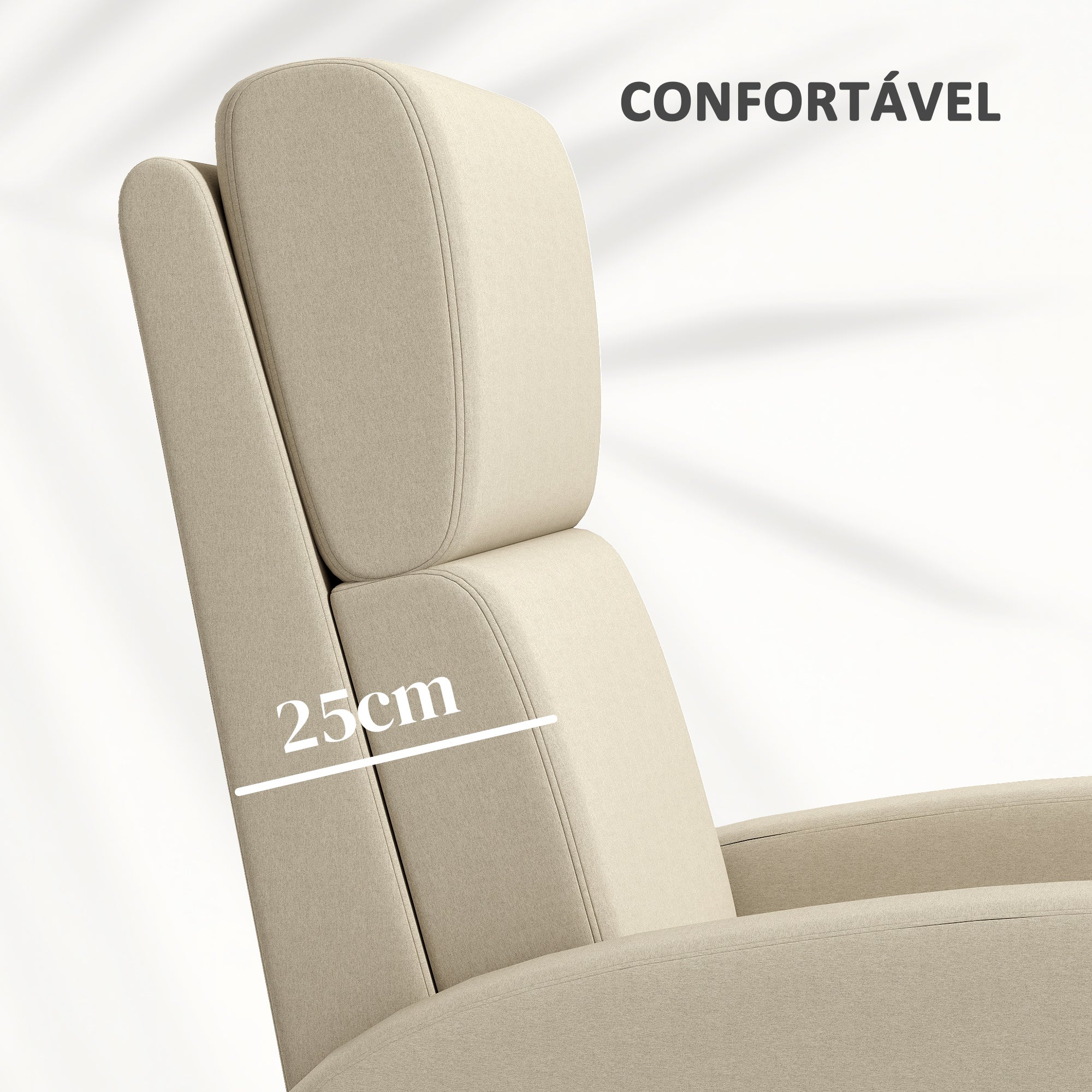 Poltrona Relax Reclinável 160° Bege 64x86x102 cm