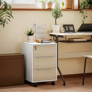 Bloco de Gavetas Móvel de Escritório – 40x40x63,5 cm – Madeira e Branco – Melamina e MDF