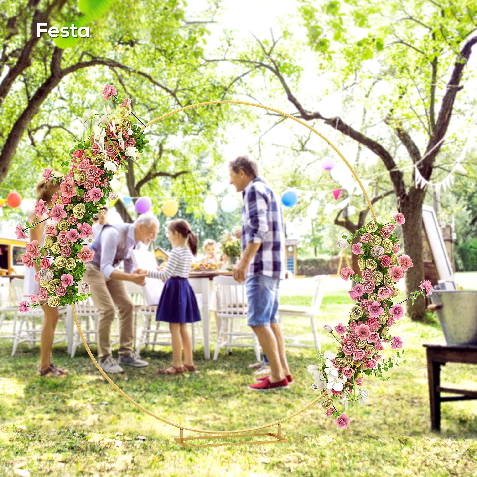 Arco de Jardim Redondo 230x28x234 cm - Cor Ouro