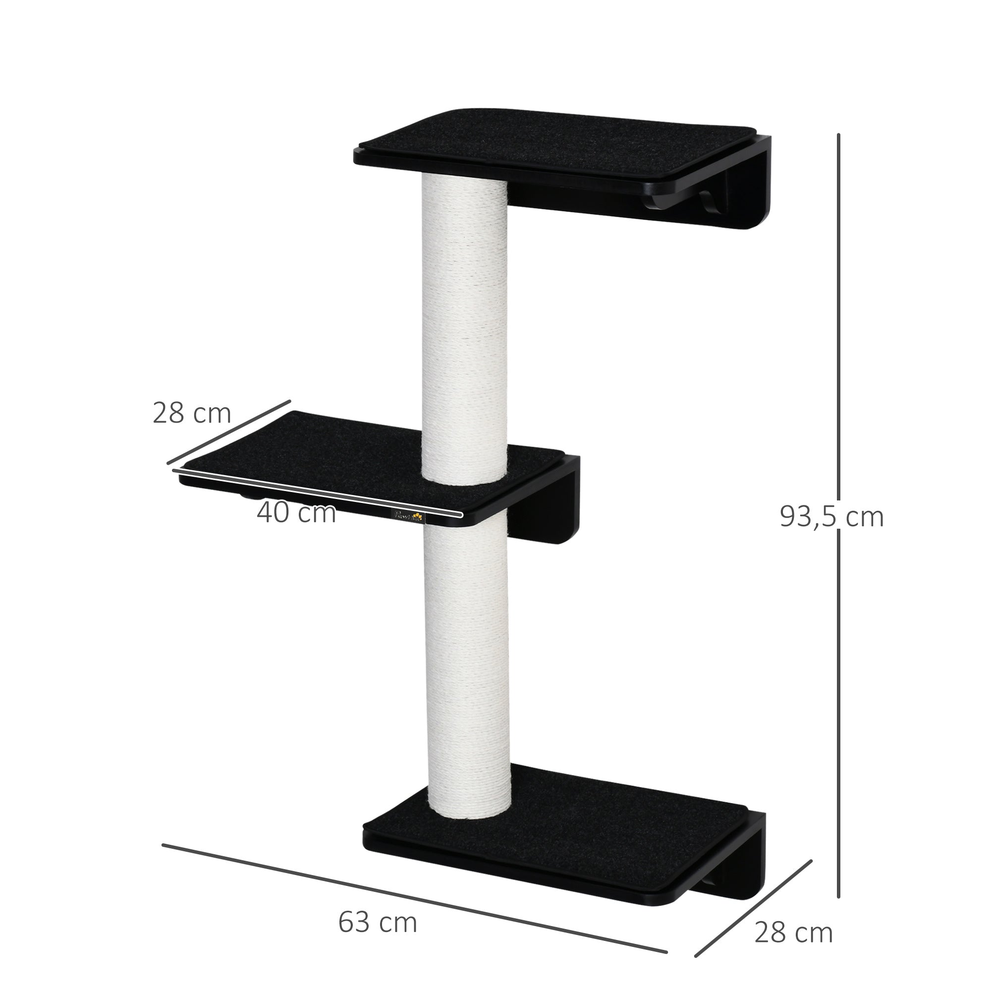 Árvore para Gatos de Parede 63x28x93,5cm Preto e Bege
