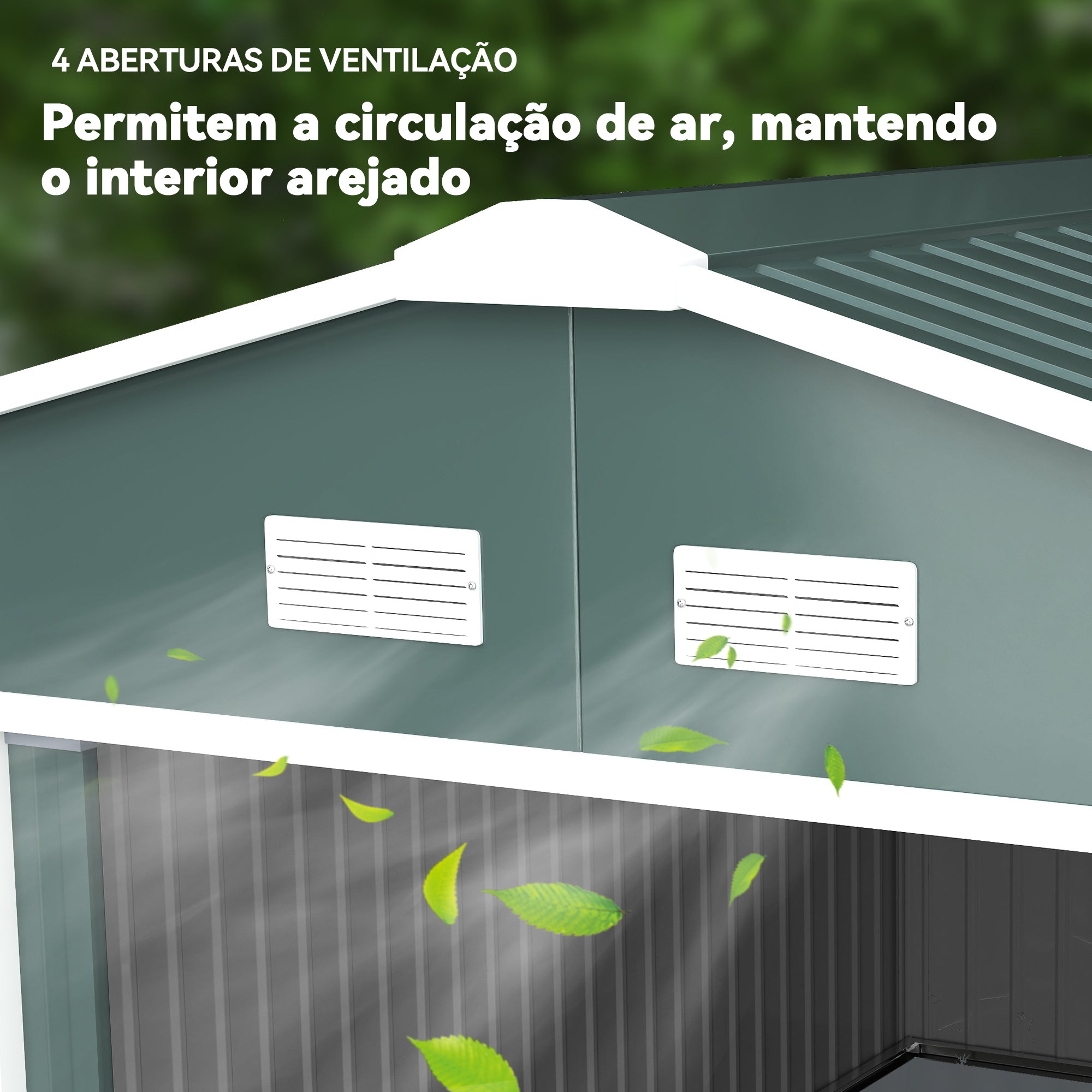 Abrigo de Jardim Metálico 340x386x200cm Verde