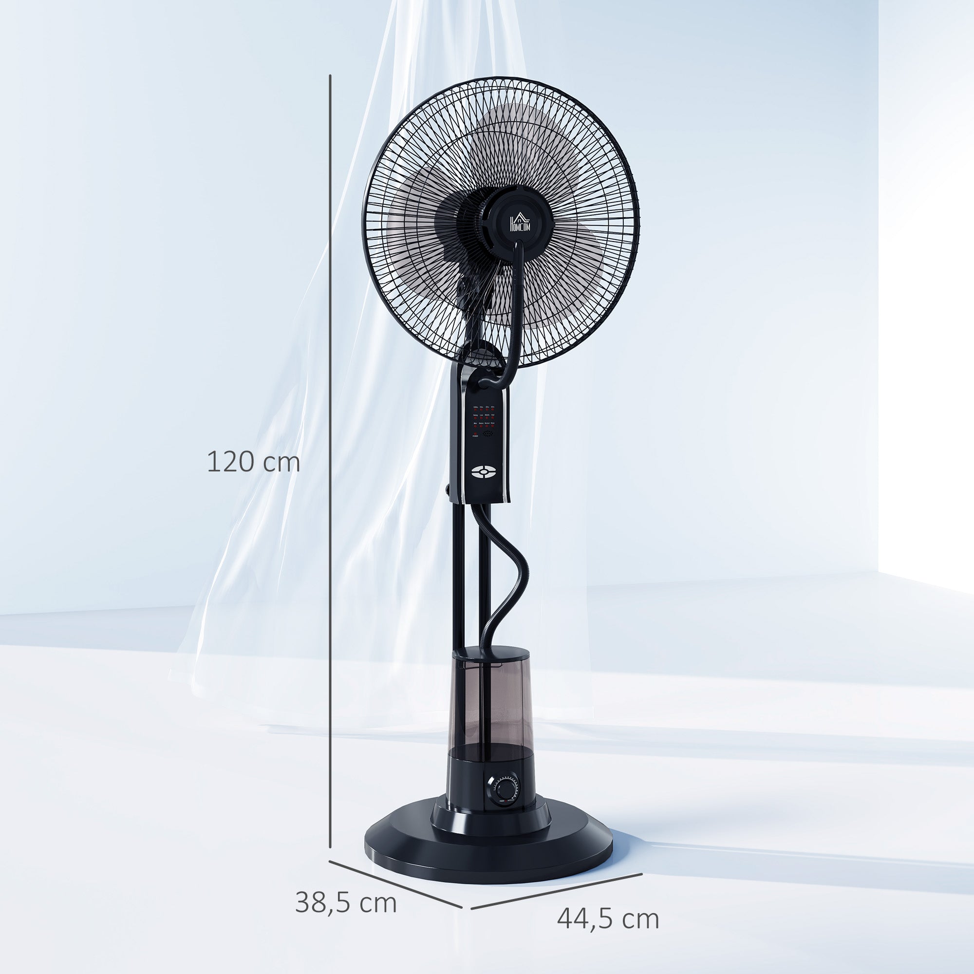 Ventoinha de Pé com Nebulizador Ø44,5 cm Preto