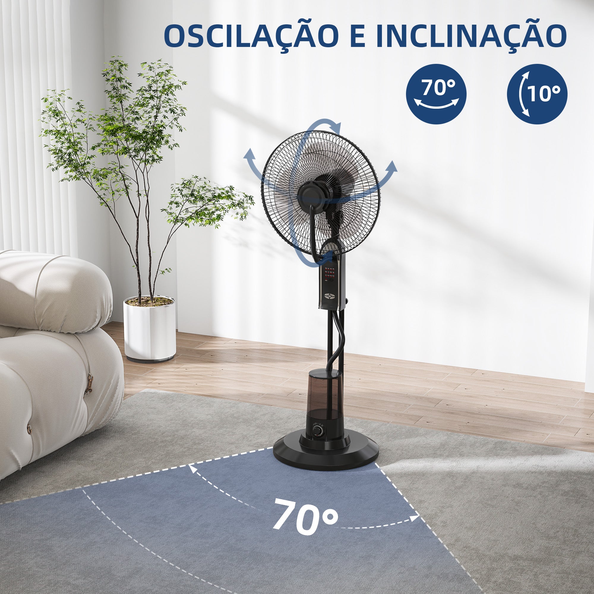 Ventoinha de Pé com Nebulizador Ø44,5 cm Preto
