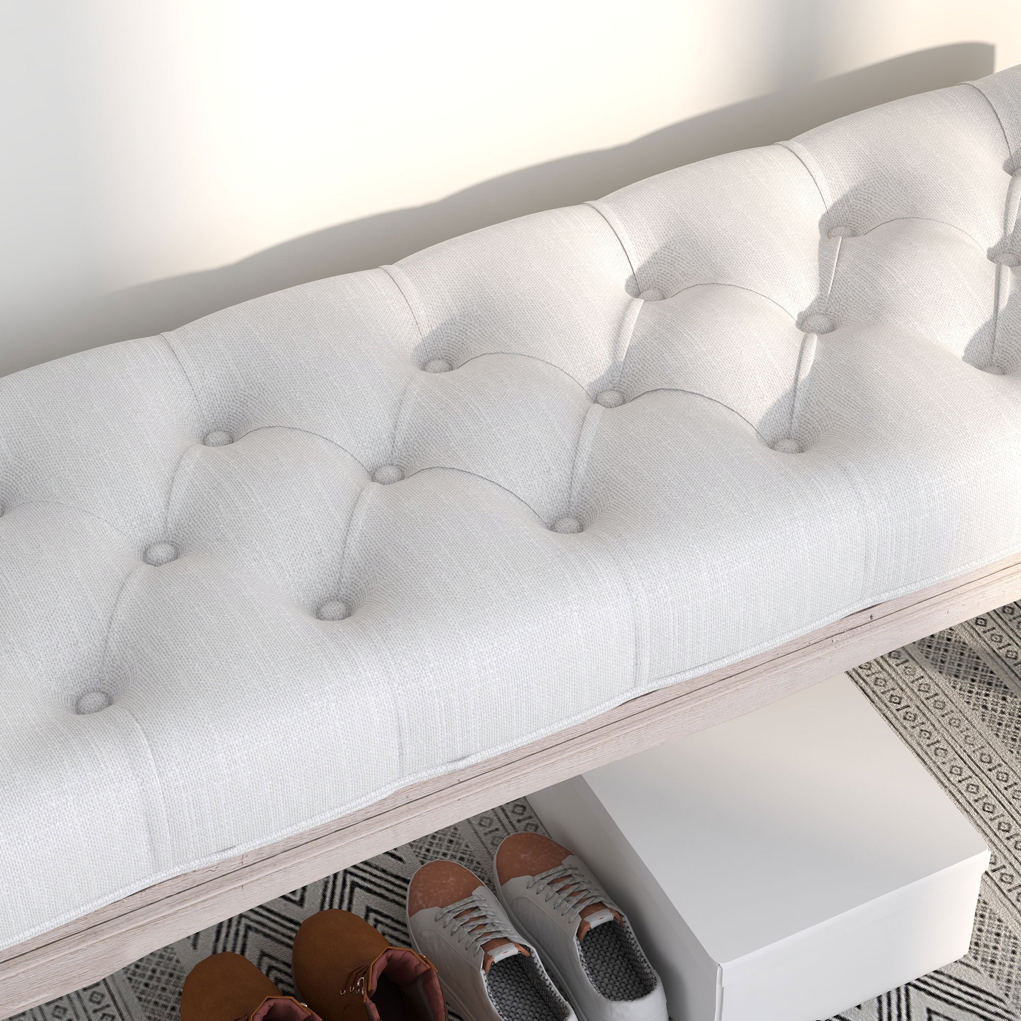 Banco Acolchoado Vintage Creme 110x37x49 cm