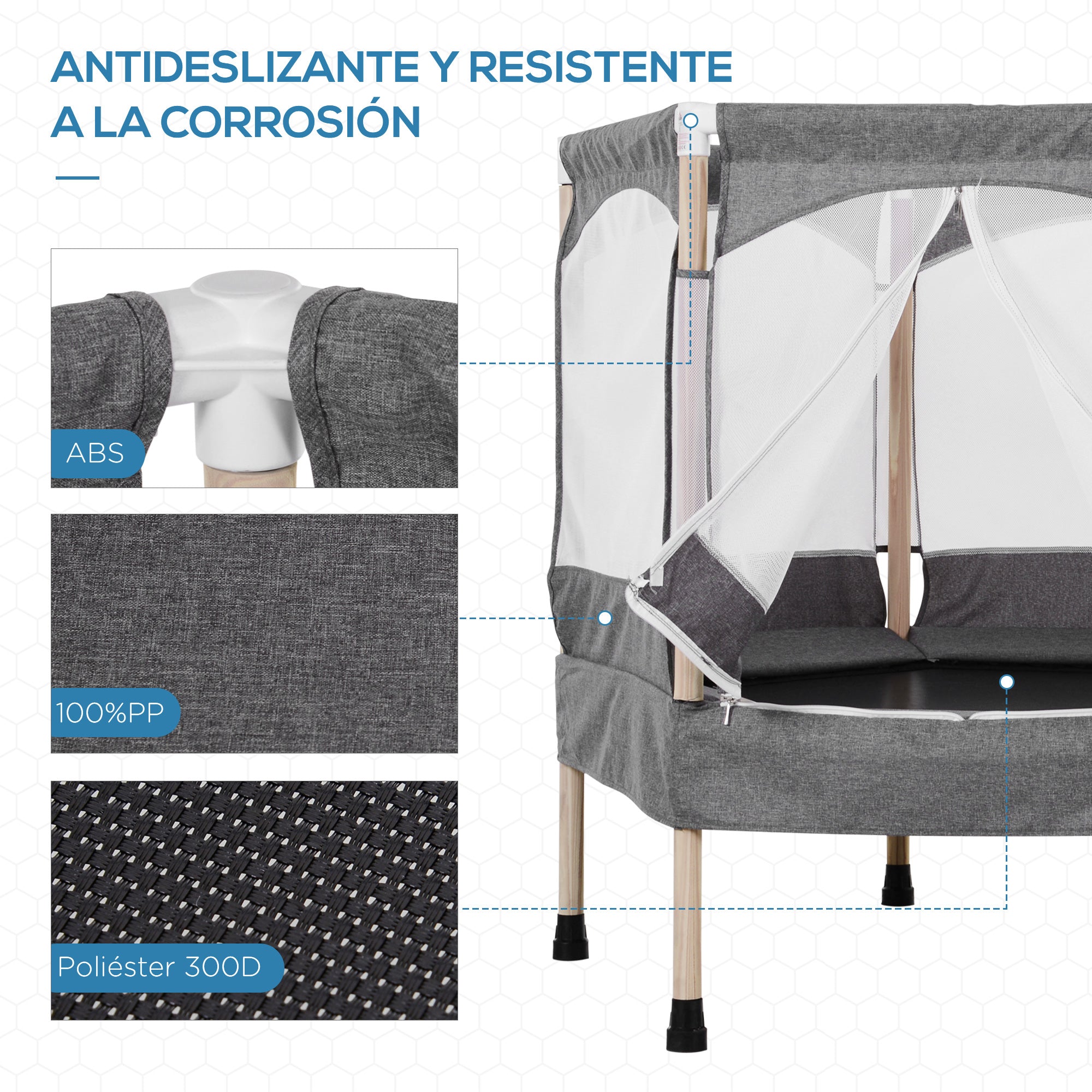 Trampolim Infantil Cinzento 126x109x98cm para Crianças acima de 3 Anos
