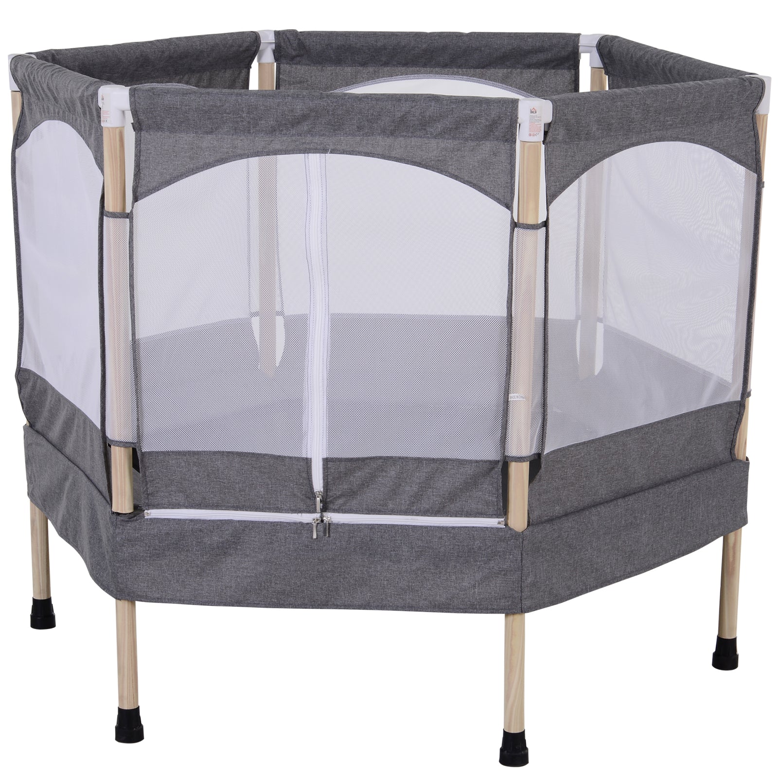 Trampolim Infantil Cinzento 126x109x98cm para Crianças acima de 3 Anos