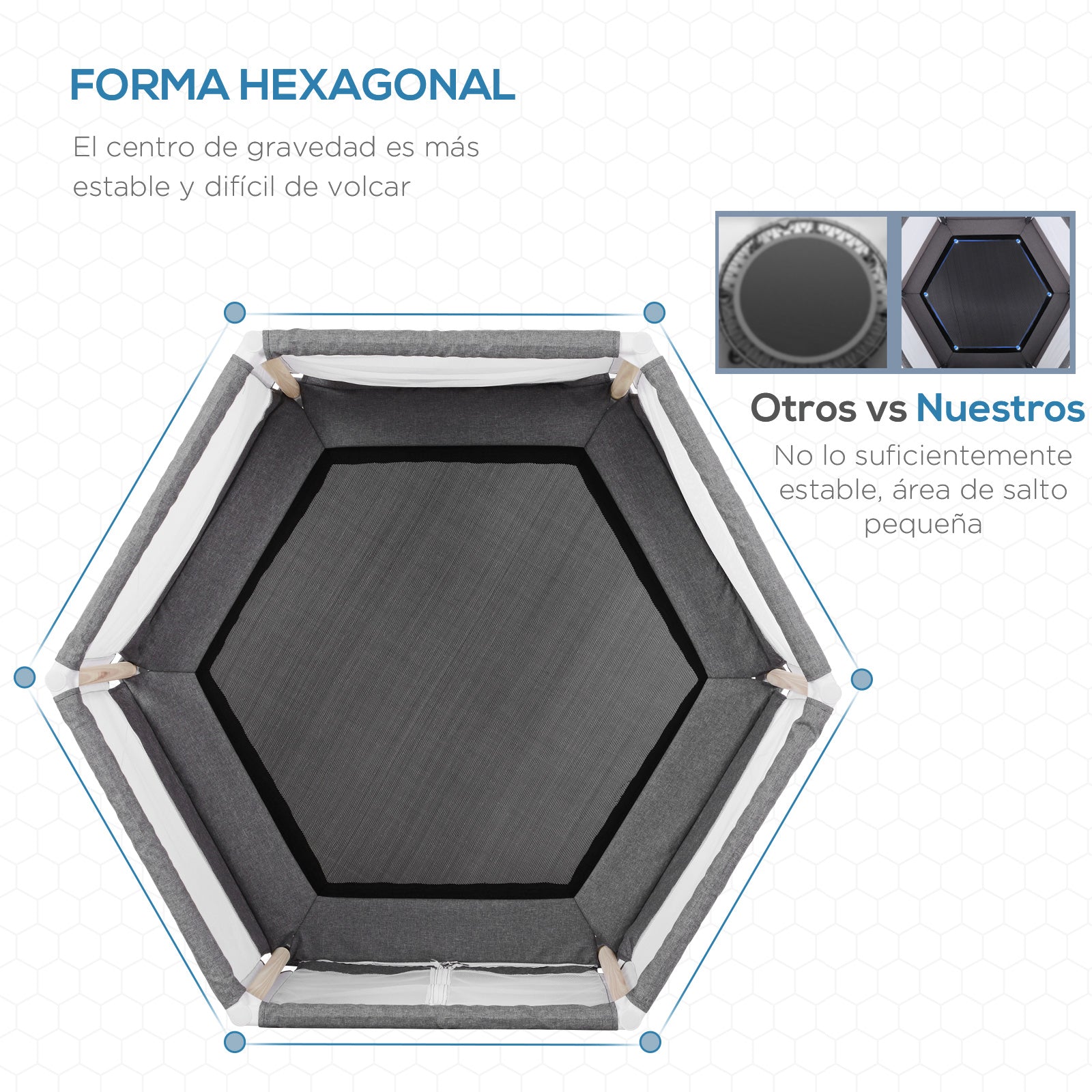 Trampolim Infantil Cinzento 126x109x98cm para Crianças acima de 3 Anos