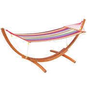 Cama Rede com Suporte de Madeira 325x118x120cm - Madeira e Multicor