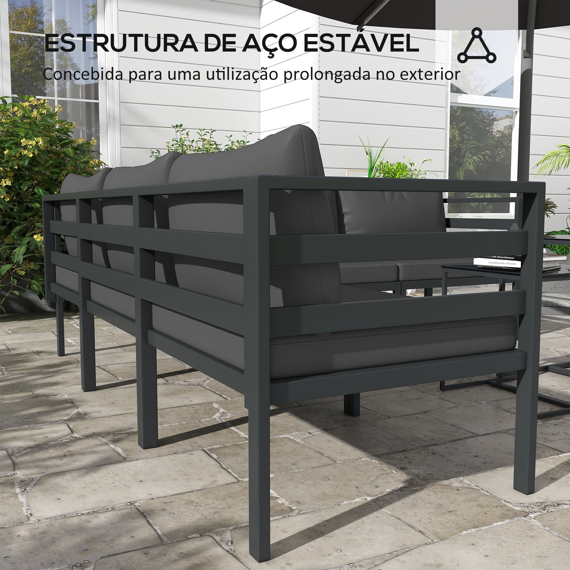 Conjunto de Sofá de Jardim 7 Peças Cinza Escuro 67x67x64 cm