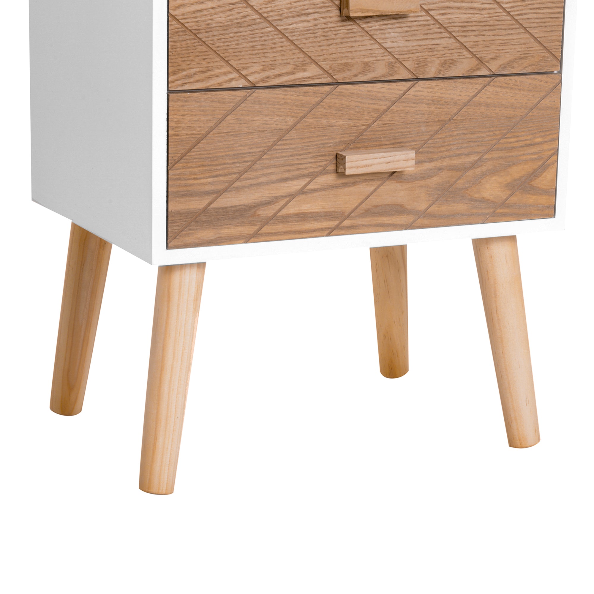 Mesa de Cabeceira 4 Gavetas 40x30x75 cm Branco e Madeira