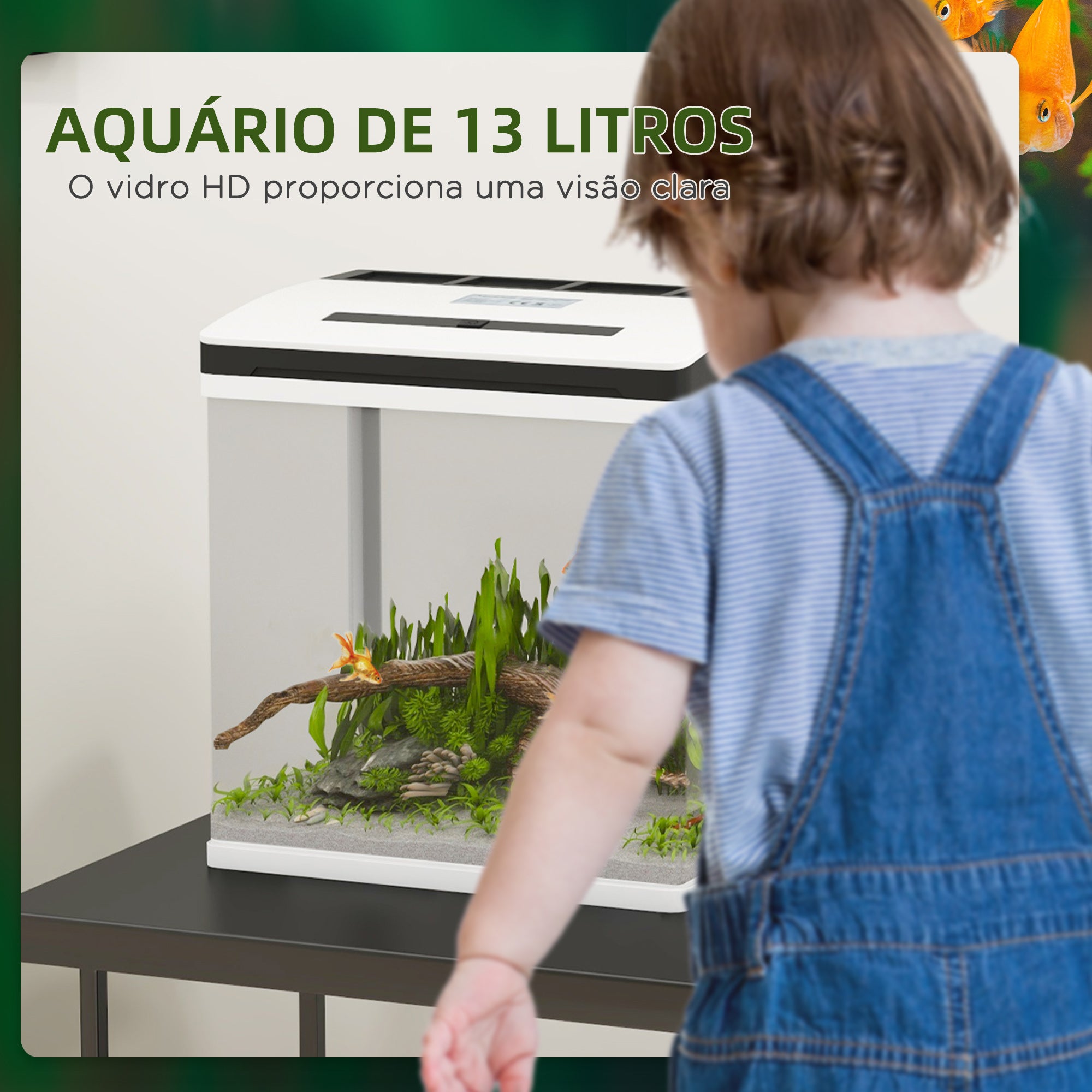 Aquário de Cristal 13L - 29x20x30,5 cm - Branco