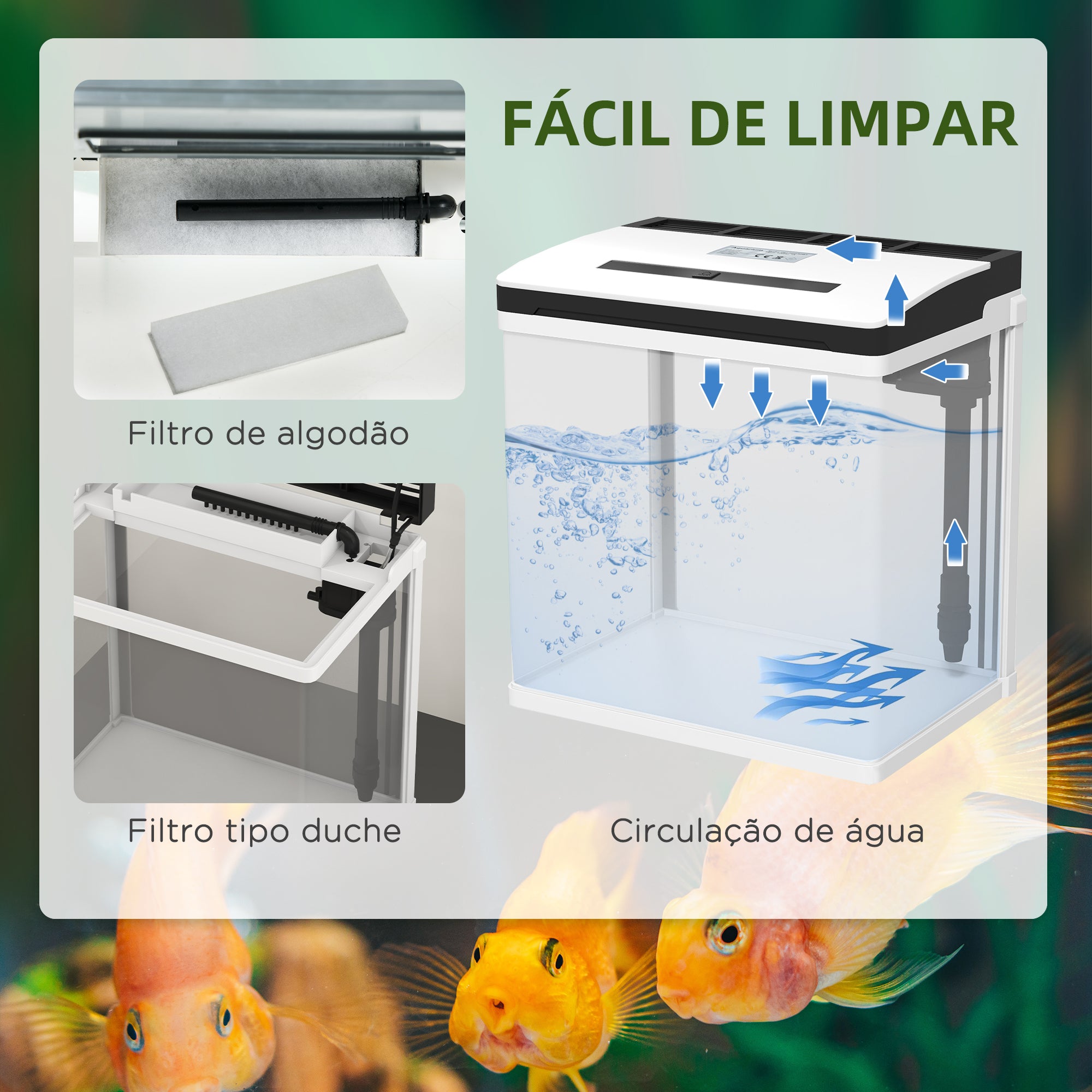 Aquário de Cristal 13L - 29x20x30,5 cm - Branco